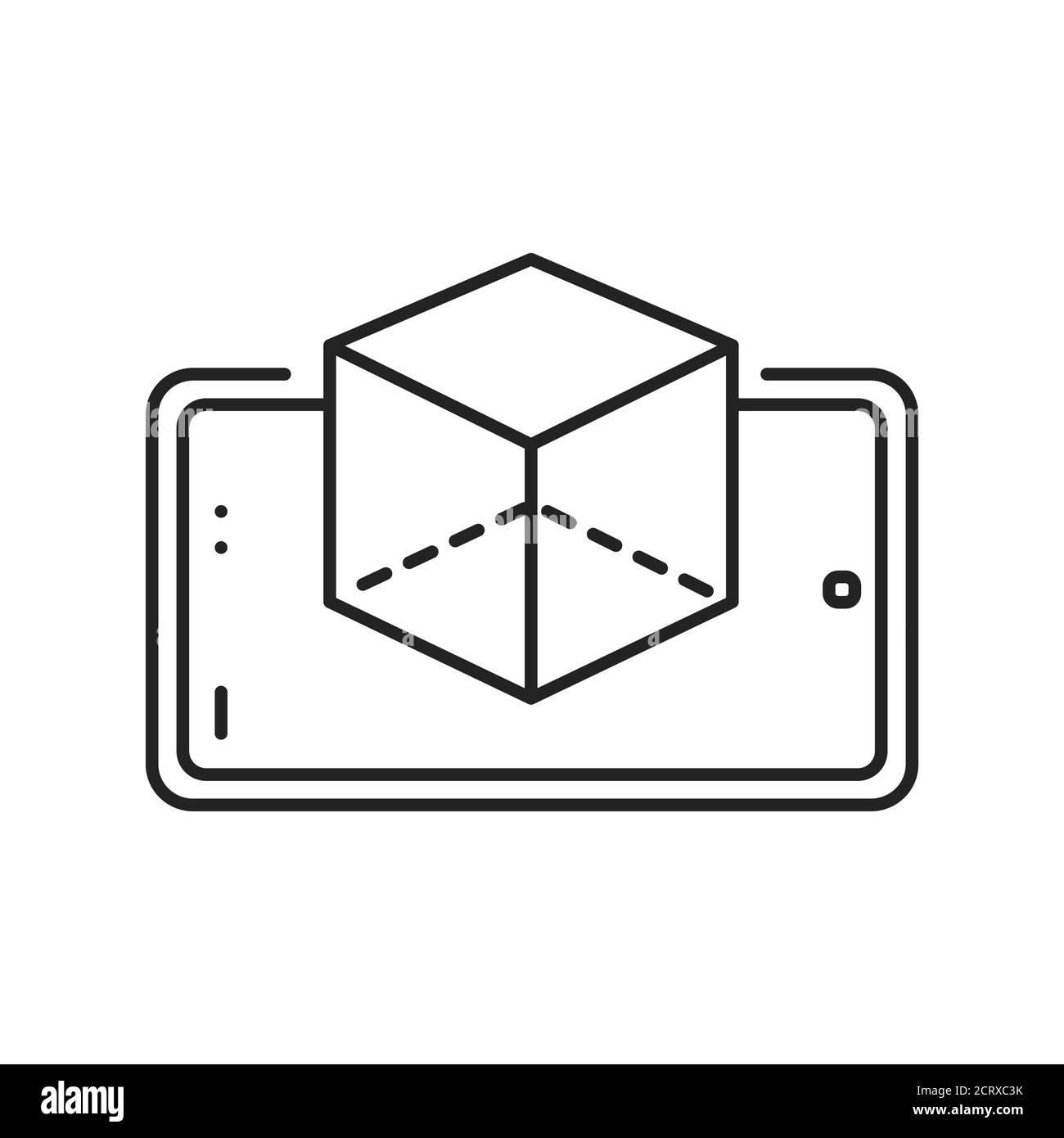 Icona della linea nera delle app per la realtà virtuale. Tecnologia innovativa. Pittogramma per pagina Web, app mobile. Elemento di progettazione GUI UI UX. Tratto modificabile Illustrazione Vettoriale