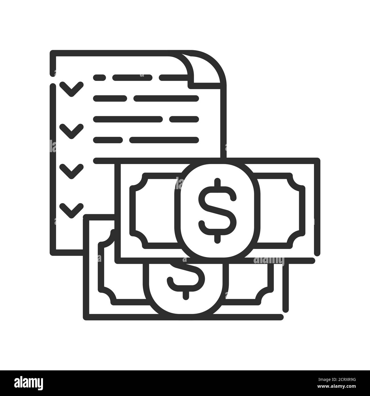 Icona linea nera budget. Relazione e bilancio. Contabilità e contabilità. Pittogramma per pagina web, app mobile, promo. PROGETTAZIONE GUI UI UX Illustrazione Vettoriale