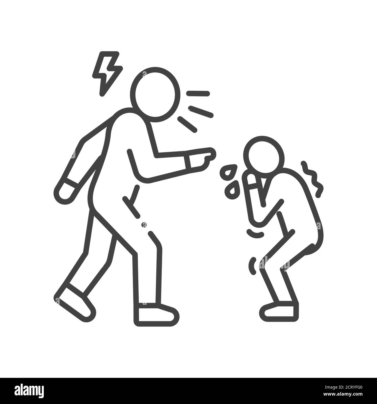 Icona della linea nera del capretto bullente del genitore. Diritti umani. Abuso di minori. Violenza in famiglia. Accedi alla pagina Web, all'app mobile, al pulsante, al logo. Tratto modificabile. Illustrazione Vettoriale