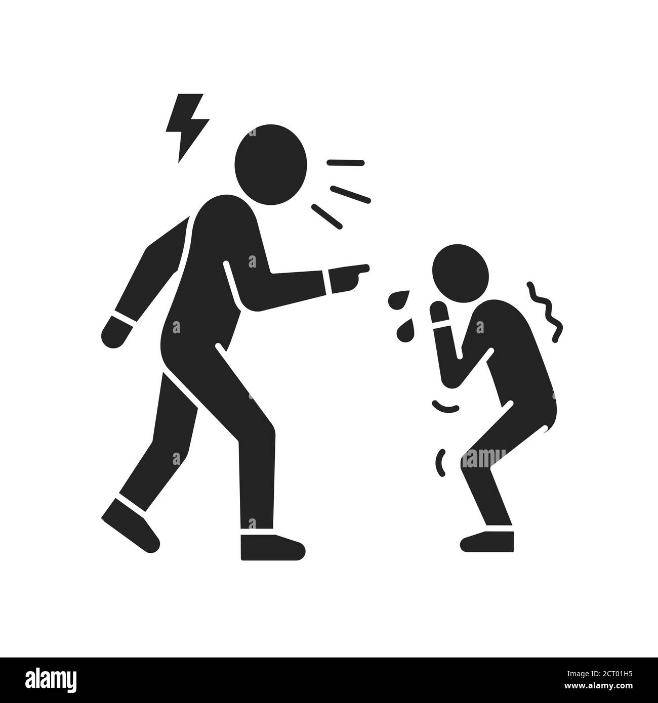 Icona del glifo nero del capretto bullente del genitore. Diritti umani. Abuso di minori. Violenza in famiglia. Accedi alla pagina Web, all'app mobile, al pulsante, al logo. Illustrazione Vettoriale