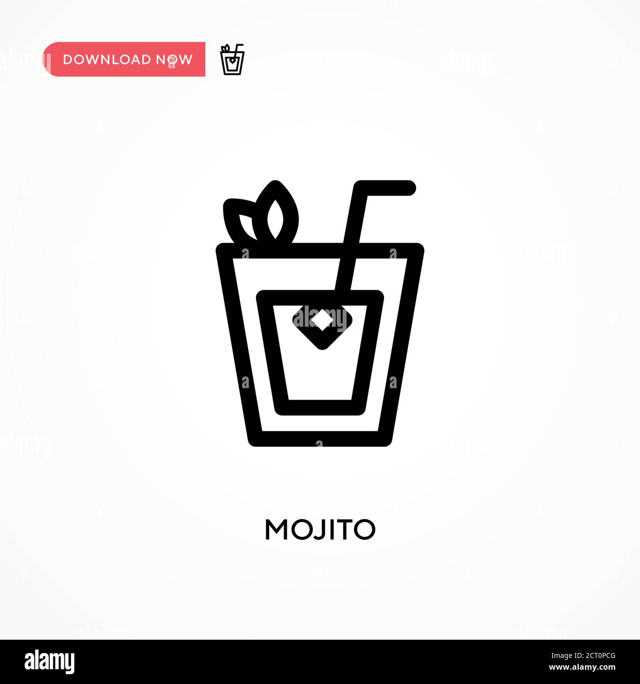 Icona vettore semplice di Mojito. Illustrazione vettoriale semplice e moderna per siti Web o applicazioni mobili Illustrazione Vettoriale