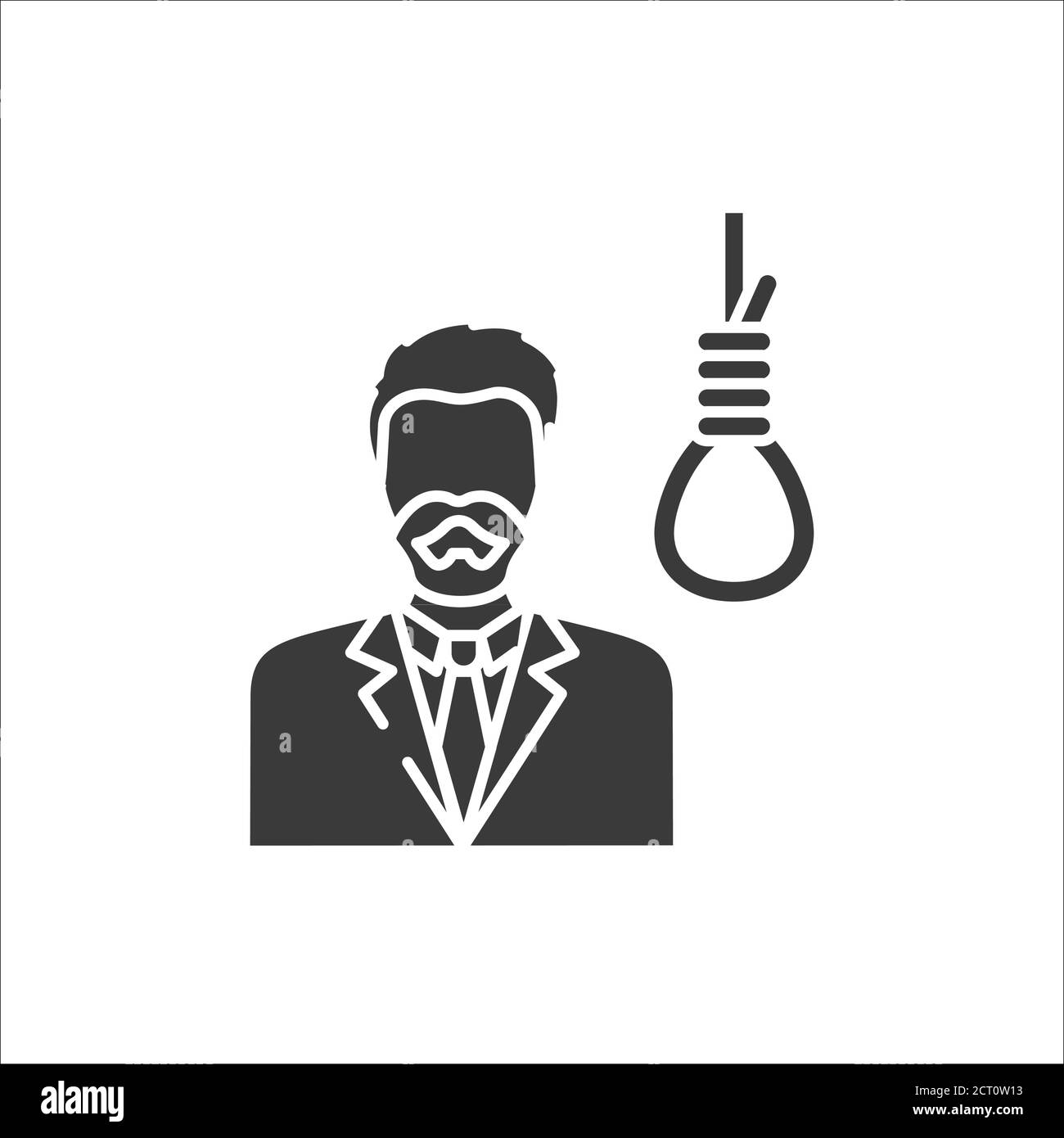 Icona glifo nero suicida. Disturbi mentali. Problema sociale, concetto di mortalità. Iscriviti per accedere a pagina Web, app mobile, banner, social media Illustrazione Vettoriale