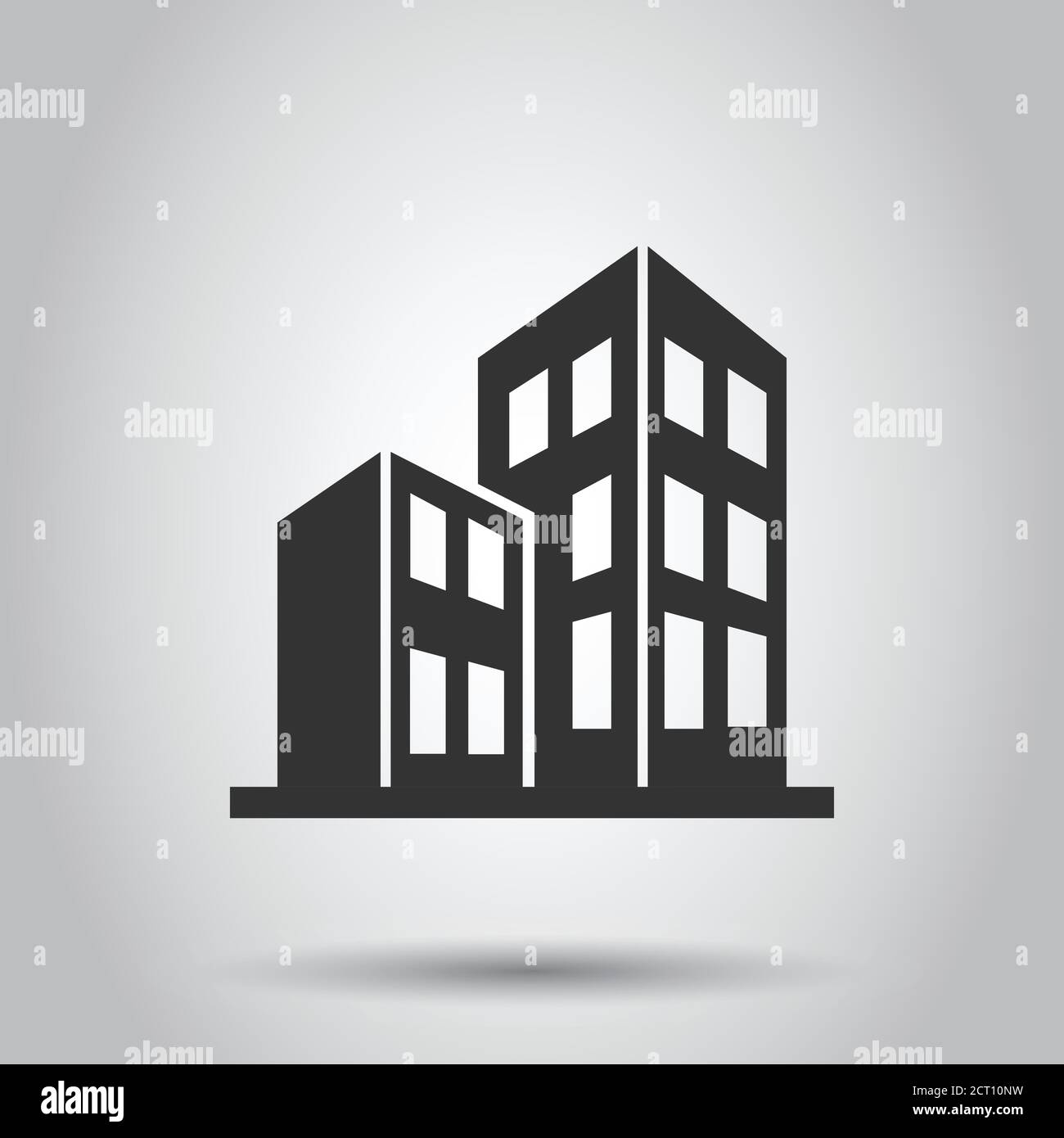Icona di edificio in stile appartamento. Grattacielo illustrazione vettoriale bianco su sfondo isolato. Architettura il concetto di business. Illustrazione Vettoriale