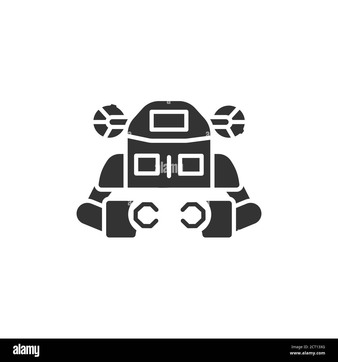 Robot subacqueo icona glifo nero. Aquanaut, un sottomarino elettrico autonomo. Innovazione tecnologica. Firma per pagina Web, app. PROGETTAZIONE GUI UI UX Illustrazione Vettoriale