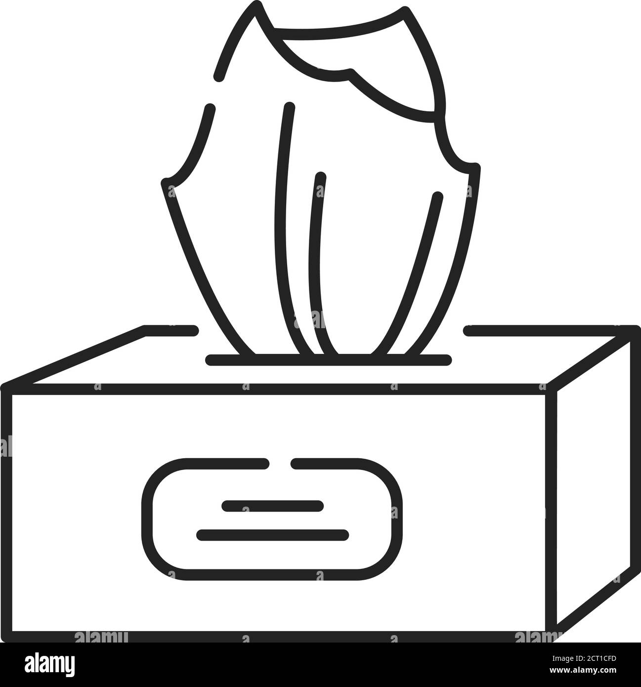 Icona della linea nera dei panni monouso. Prodotto cartaceo. Utilizzato principalmente una sola volta per pulire un naso che corre. Pittogramma per pagina web, app mobile, promo. GUI UI UX Illustrazione Vettoriale