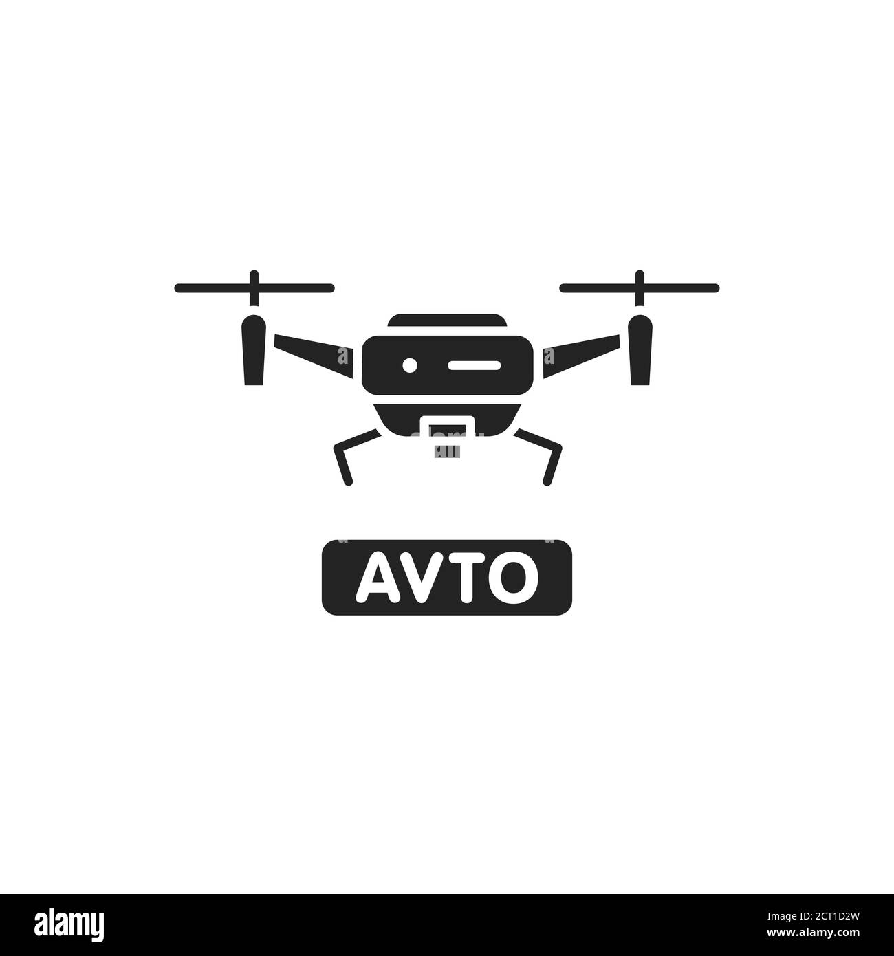 Drone automatico senza controllo icona glifo nero. Concetto di dispositivo per aeromobili. Servizio di consegna. Iscriviti per accedere a pagina Web, app mobile, banner, social media Illustrazione Vettoriale