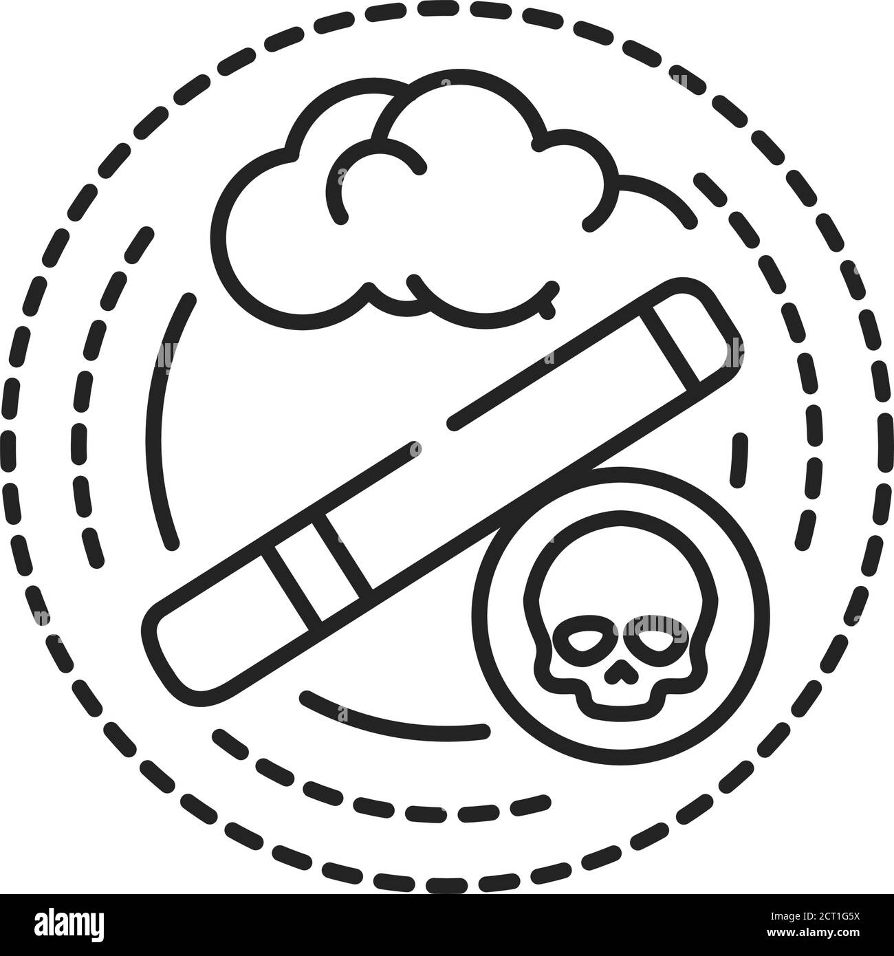 Icona di linea nera dipendenza fumatori. Dipendenza fisica o emotiva dalla nicotina. Pittogramma per pagina web, app mobile, promo. Elemento di progettazione GUI UI UX Illustrazione Vettoriale