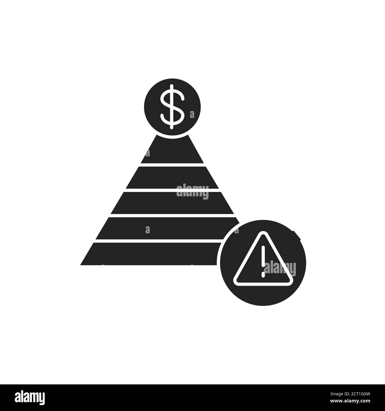 Piramide finanziaria icona glifo nero. Un modello di business che recluta i membri tramite una promessa di pagamenti o servizi. Pittogramma per pagina Web, app mobile Illustrazione Vettoriale