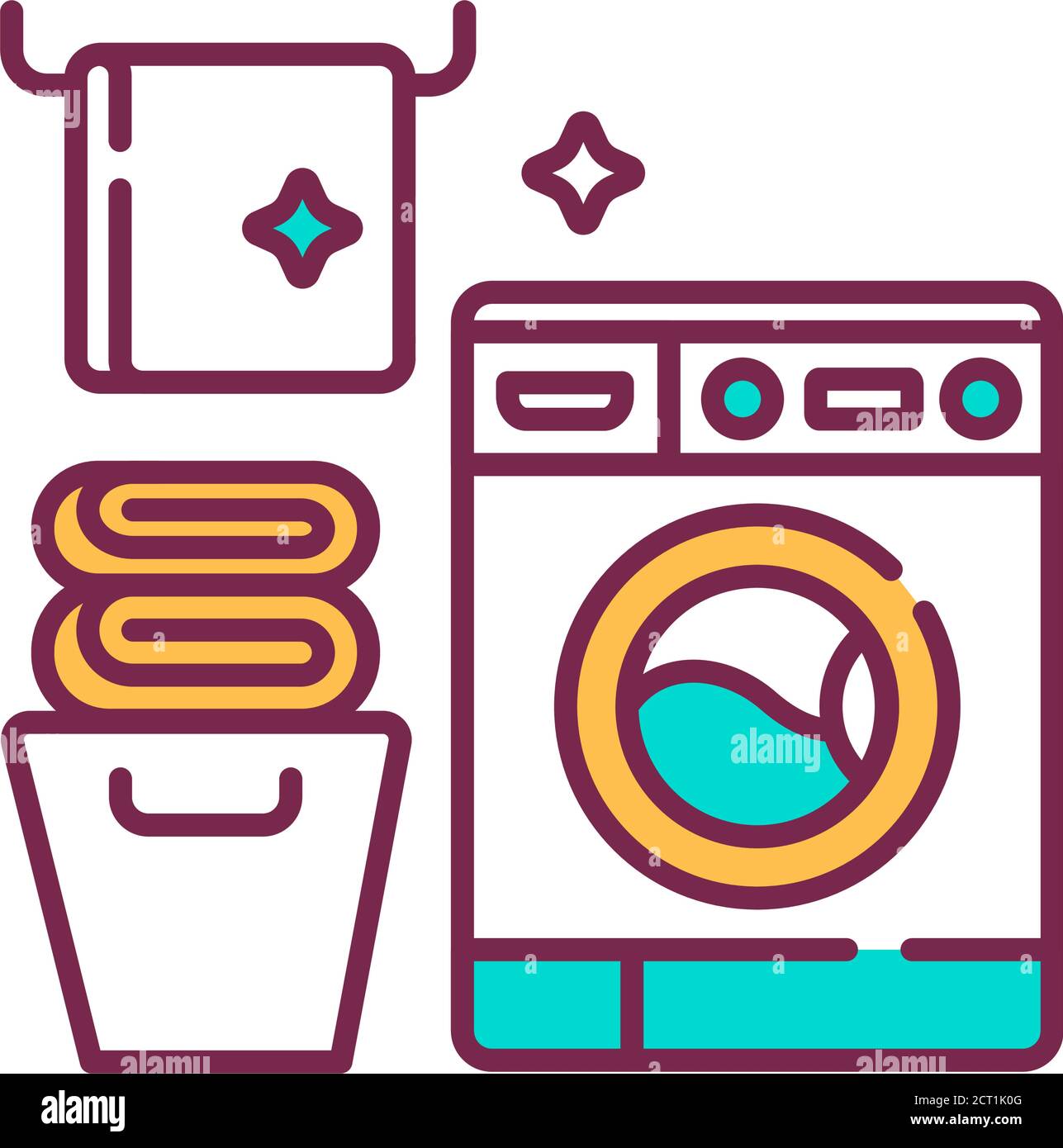 Icona della linea a colori della lavanderia. Segno di amenità della casa. Servizio di pulizia. Pittogramma per pagina web, app mobile, promo. Elemento di progettazione GUI UI UX. Modificabile Illustrazione Vettoriale