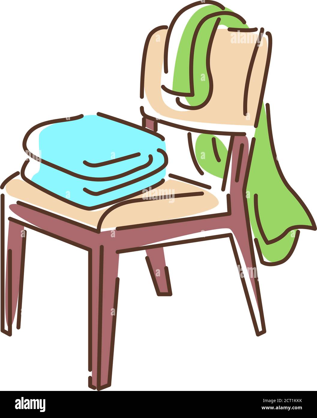 Sedia con un'icona a forma di linea color plaid. Un pezzo di arredamento. Utilizzato per sedersi. Coperto di tappeto. Pittogramma per pagina web, app mobile, promo. GUI UI UX Illustrazione Vettoriale