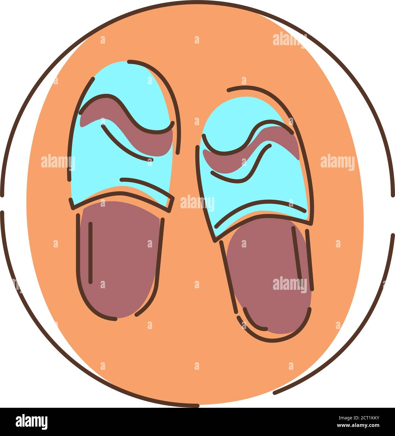 Icona linea colore pantofole. Scarpe leggere facili da indossare e da indossare in interni. Pittogramma per pagina Web, app mobile Illustrazione Vettoriale