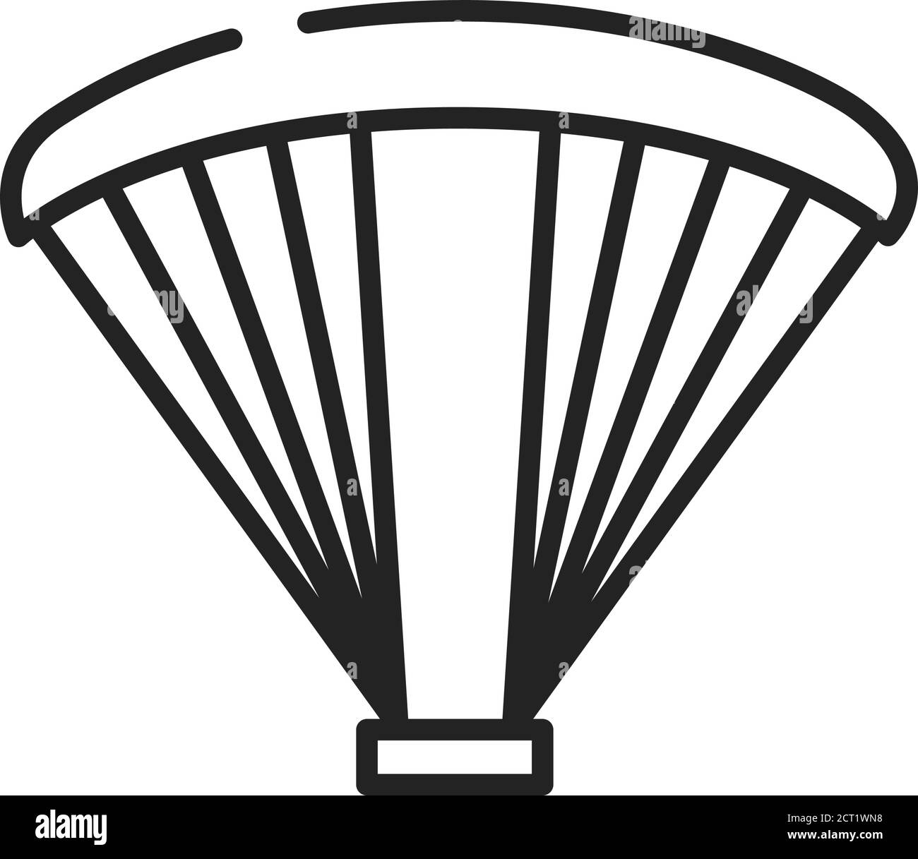 Parapendio nel cielo icona linea nera su sfondo bianco. Sport estremo. Pittogramma per pagina web, app mobile, promo. Elemento di progettazione GUI UI UX Illustrazione Vettoriale