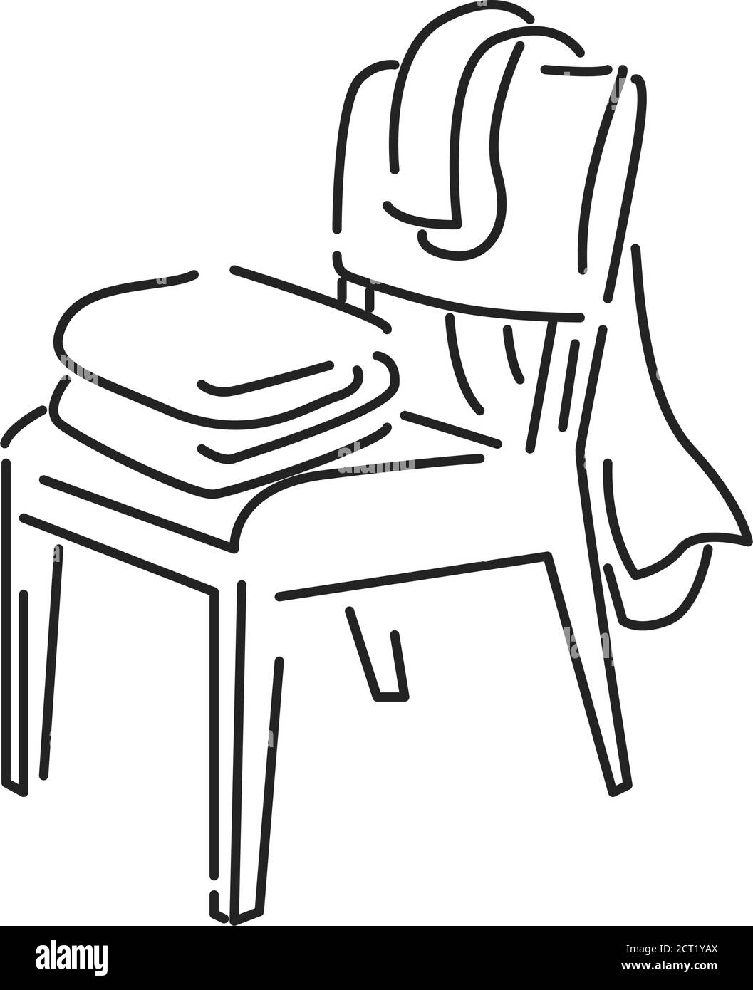Sedia con un'icona di linea nera a forma di plaid. Un pezzo di arredamento. Utilizzato per sedersi. Coperto di tappeto. Pittogramma per pagina web, app mobile, promo. GUI UI UX Illustrazione Vettoriale