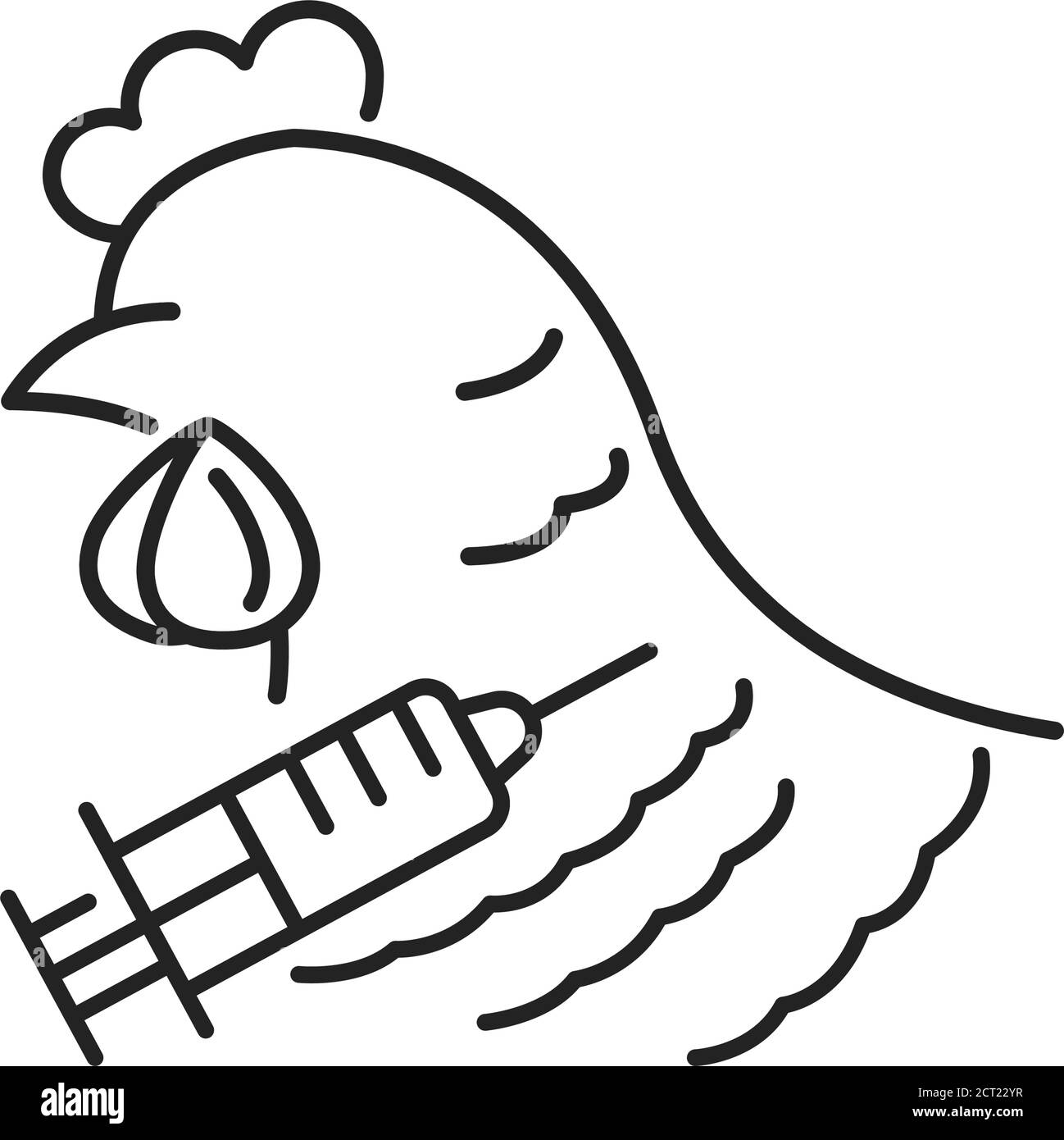 Icona della linea nera della biopsia delle cellule staminali. Estrazione di cellule campione o di tessuti di pollo. Pittogramma per pagina web, app mobile, promo. GUI UI UX Illustrazione Vettoriale