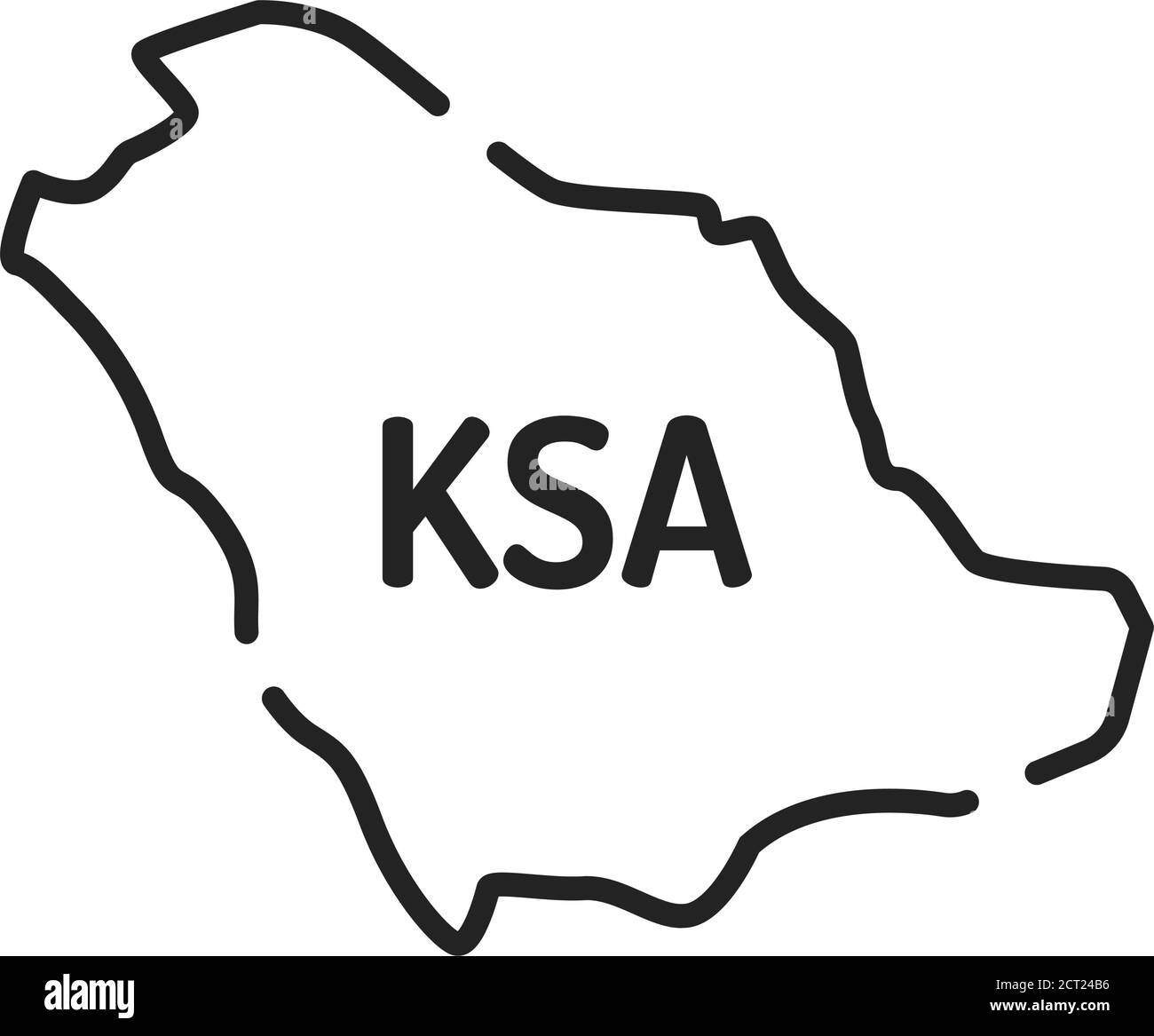 Icona della linea nera della mappa dell'Arabia Saudita. Confine del paese. Pittogramma per pagina web, app mobile, promo. Elemento di progettazione GUI UI UX. Tratto modificabile. Illustrazione Vettoriale