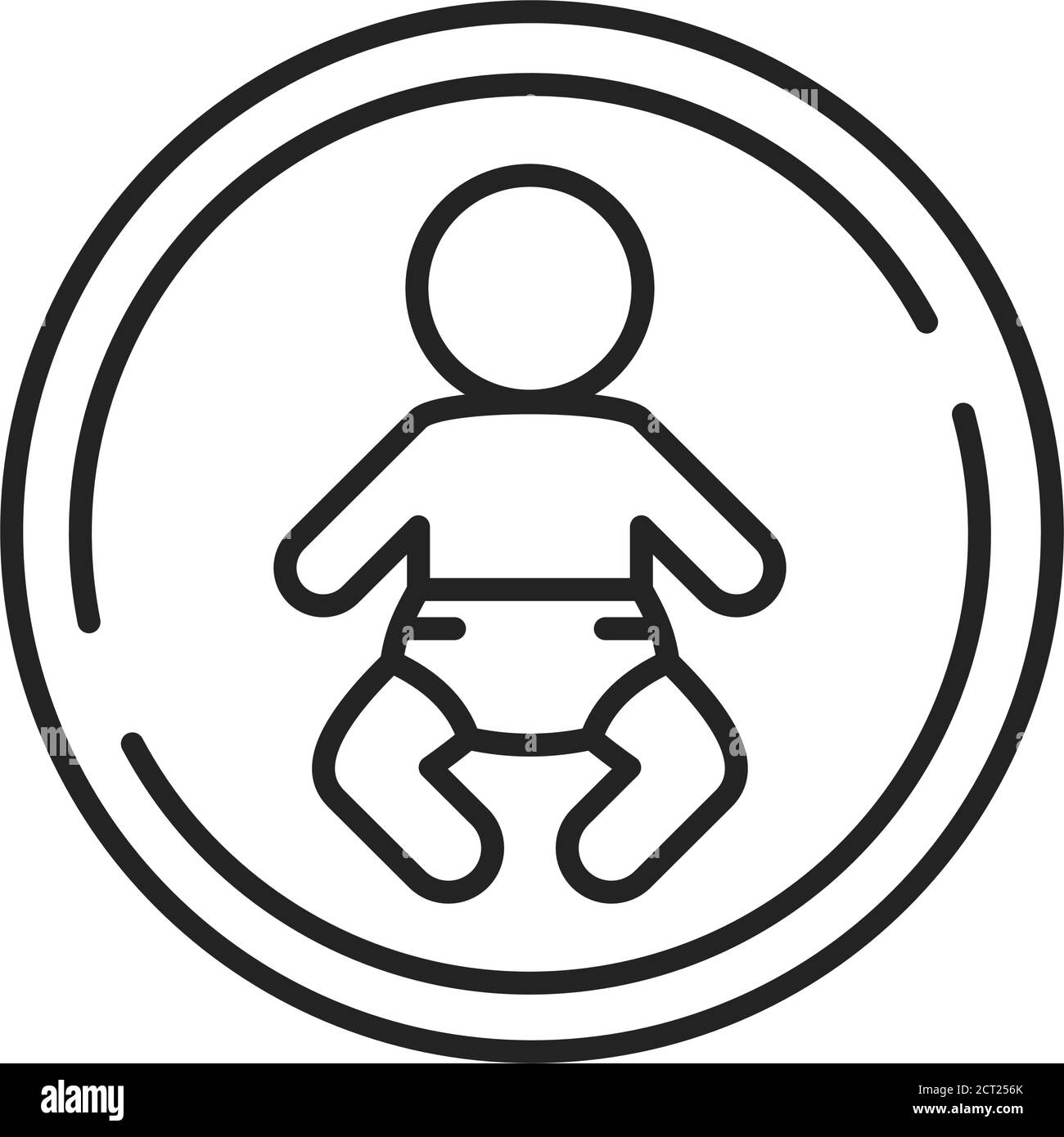 Icona del materassino ortopedico per il bambino con linea nera. Progettato per sostenere i giunti, la parte posteriore e la carrozzeria generale. Pittogramma per pagina web, app mobile, promo. UI UX Illustrazione Vettoriale