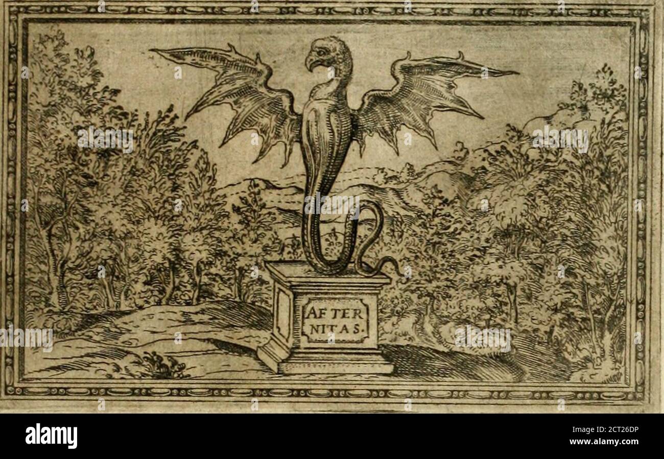 . Le opere, le opere d'arte, le opere d'arte, le opere d'arte, le opere d'arte, le opere d'arte, Fabricii da Teramo principsopra la vita, opere, et attioni di Gregorio XIII pontefice massimo, libri VI : nei quali sotto l'allegoria del drago, arme del verso pontefice, si descriue anco la uera forma d'un principe Christiano .. . C X X VILI. Eùre le Bacche in preda al rapido EhraLa Lira, el capo dier del morto Orfeo,Chin terra prone numerahil feo,e ne lAhtfso di brut tombre crebro. E entre il fiume il pori a ingordo, ^ EhroDi fra rapina occorre al cafe reo, V la gloria d Apollo alfe, e cadeo, Drago dmin per cui si altiero elTebro, ^4 lap Foto Stock