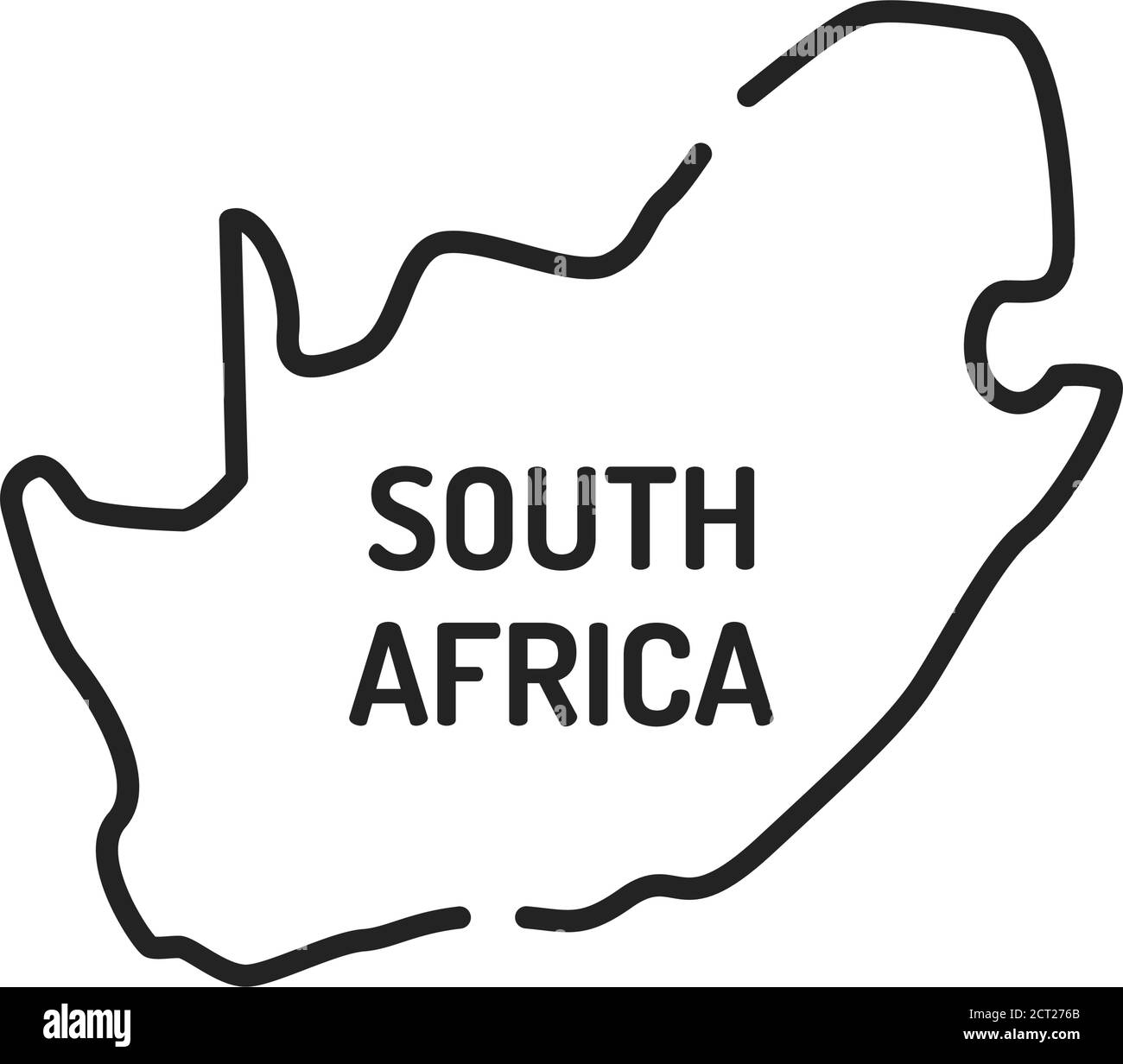 Icona della mappa della Repubblica del Sud africa con linea nera. Confine del paese. Pittogramma per pagina web, app mobile, promo. Elemento di progettazione GUI UI UX. Modificabile Illustrazione Vettoriale