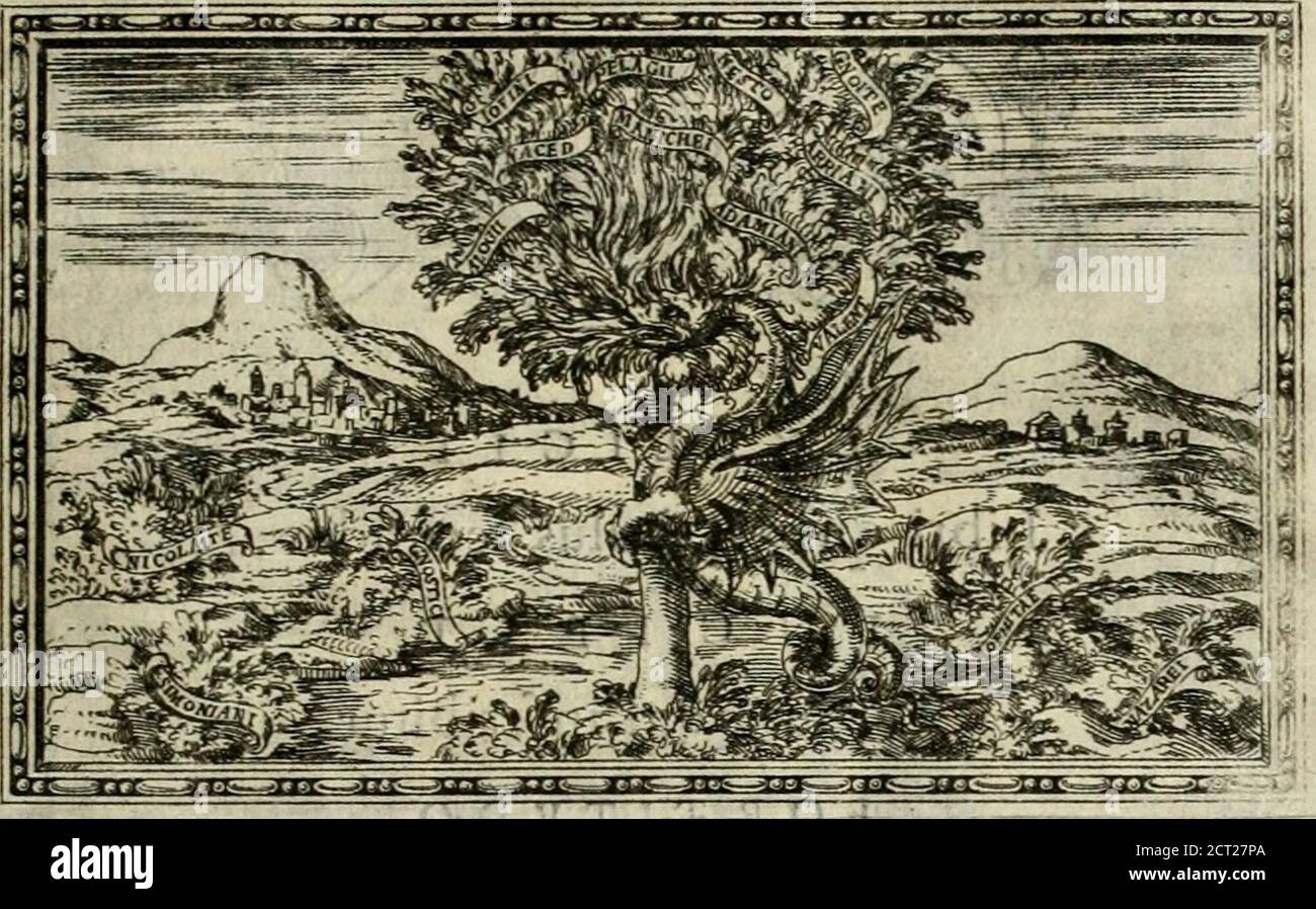 . Le opere, le opere d'arte, le opere d'arte, le opere d'arte, le opere d'arte, le opere d'arte, Fabricii da Teramo principsopra la vita, opere, et attioni di Gregorio XIII pontefice massimo, libri VI : nei quali sotto l'allegoria del drago, arme del verso pontefice, si descriue anco la uera forma d'un principe Christiano .. . .X EJLX o Vit^i SìGì^OK^fiiijcheljf40 Scudo imitay^^^viChe da lArmtgier fu dt Gioue atte fi, e da gli acuti unghioni in fimma prefiSiicHal fm fiampo non fperaua atta. ^ e priàichejiinto fujfe de la VitaFerì coi roHro dodio, e conbia acce Finel collo al Predator, che lhauea offefo,e Vendico la fa mortai ferita. Circa Foto Stock