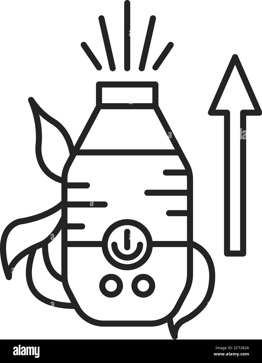 Aumentare l'umidità nell'icona della linea nera della stanza. Il processo di creazione di condizioni più confortevoli per le piante. Pittogramma per pagina Web, app mobile Illustrazione Vettoriale