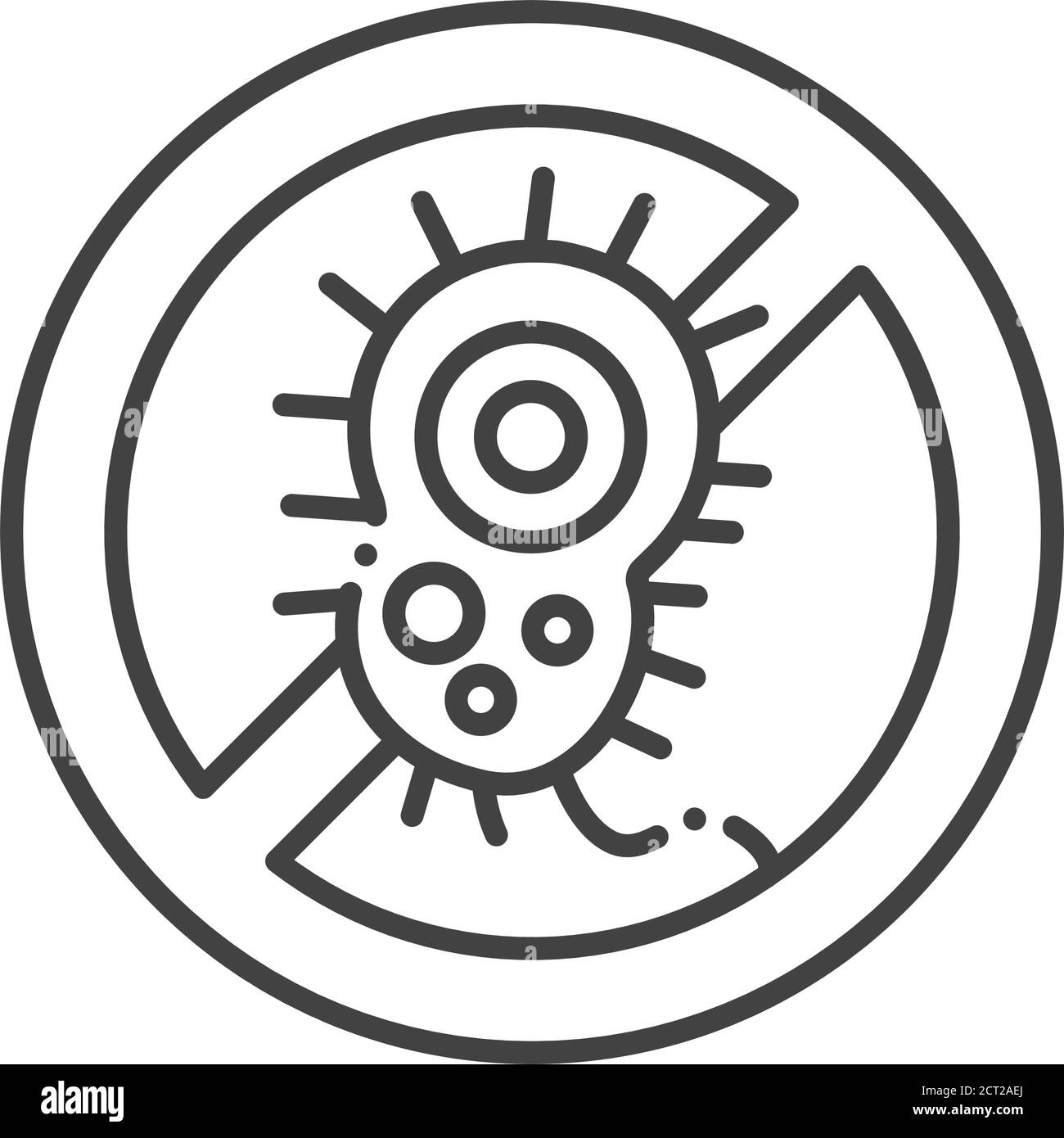 Icona nera della linea di allergia batterica. Simbolo antibatterico e infezione di protezione. Accedi alla pagina Web, all'app mobile, al pulsante, al logo. Elemento isolato vettoriale Illustrazione Vettoriale