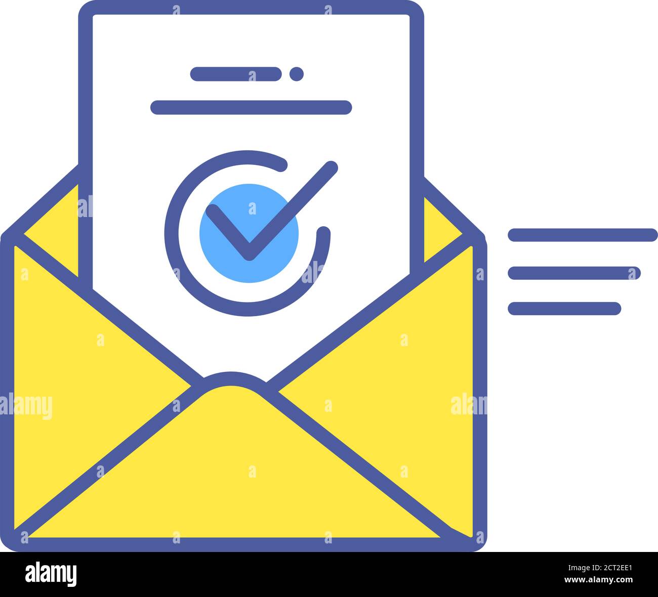 Icona della linea di colore del massaggio approvato. Concetto di lettera di verifica. Risposta riuscita. Accedi alla pagina Web, app mobile. Oggetto isolato dal vettore. Illustrazione Vettoriale