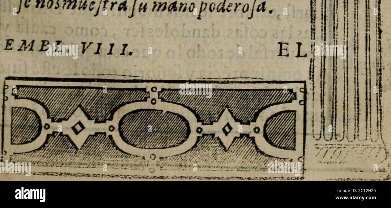 . Emblemas morales de don Ivan de Horozco y Couarruuias : dedicadas a la buena memoria del presidente Don Diego de Couarruuias y Leya su tio . EJ¡o (jue abraca todo lo que ^vernos,acjuejio jue llamamos tierra y aclo^tienefciencta de hoz.,y (¡atendemoses la cjuefoU al alma da confuelo:y en lo (¡ue ciar ame me conocemos^demás fe trafudo Uuzafa^jofo^ATofu^ATofu. ^EMBL, VIH,. Llb K^o S EG VISADO Sapten.i,aunquetdrmlcn(tlliay 0-tro fentldo3y to-dos fonhumos.D.Pau-lusddRomanx.i, GeoYor.Vene, enfu armo-niit.to.i.c. PFD.pp S. 7ho.,,p. 8 Foto Stock