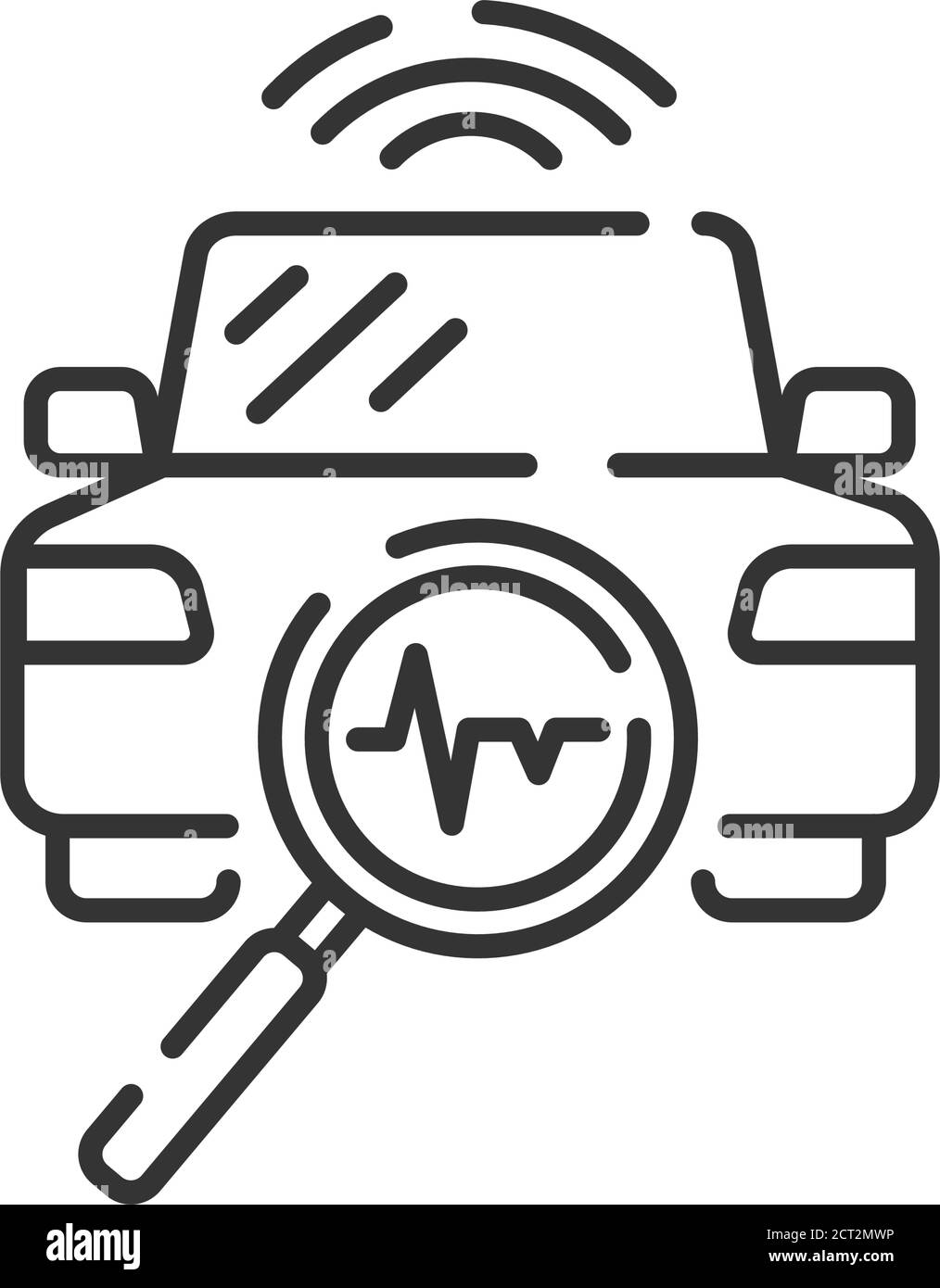 Icona della linea a colori del test di diagnostica del veicolo. Manutenzione, concetto di riparazione. Protezione, veicolo assicurativo. Illustrazione Vettoriale