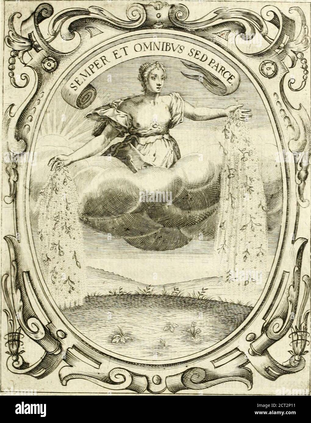 . Idea de vn principe politico christiano : representada en cien imperas . Es la políticas. 255. Es la Aurora pr ecurfora del Sol, i n no es fu lioerá-lidad, es fu teforera, por quien la exercíta, diípen-fando fus primeros replandorcs á la tierra Delante della rodea, i fiempre fe mueílra liberal con ella. Pero node fuerte, que aure al Sol fus rayos, ni las riquezas, que engendra en las entrañas de los montes. Con Flo- i 3 res, i 254 e M P R.E S A S res, i con ligeros rocíos acompañados de vna agrada-ble rifa la bcneíicia, i le da con que teja verdes al Horn-bras, 1 fe vista de hojas dejándol Foto Stock
