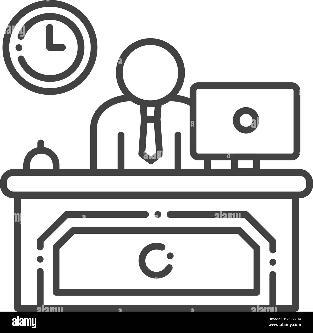 Icona della linea nera di Concierge. Simbolo del servizio alberghiero. Cartello della reception. Assistenza clienti. Pittogramma per pagina web, app mobile, promo. PROGETTAZIONE GUI UI UX Illustrazione Vettoriale