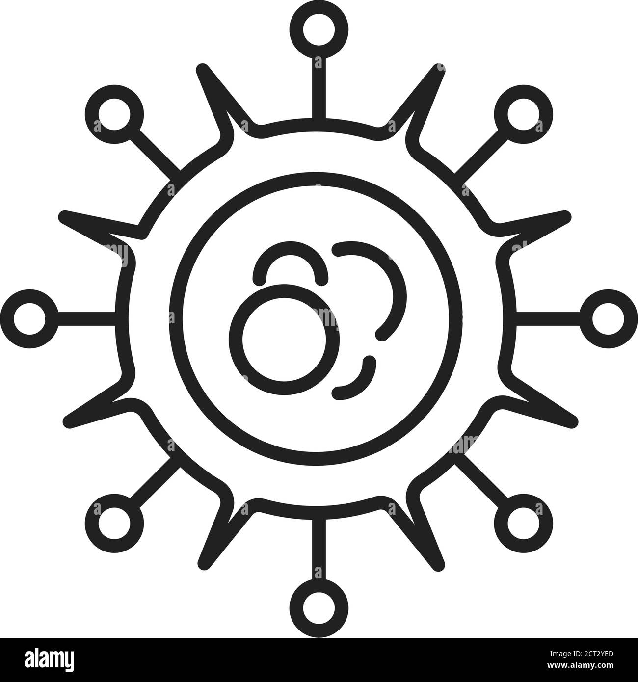 Icona della linea nera dell'influenza virale. Infezioni respiratorie. Batteri, segno del microrganismo. Germe microscopico causa malattie concetto. Pittogramma per il Web Illustrazione Vettoriale