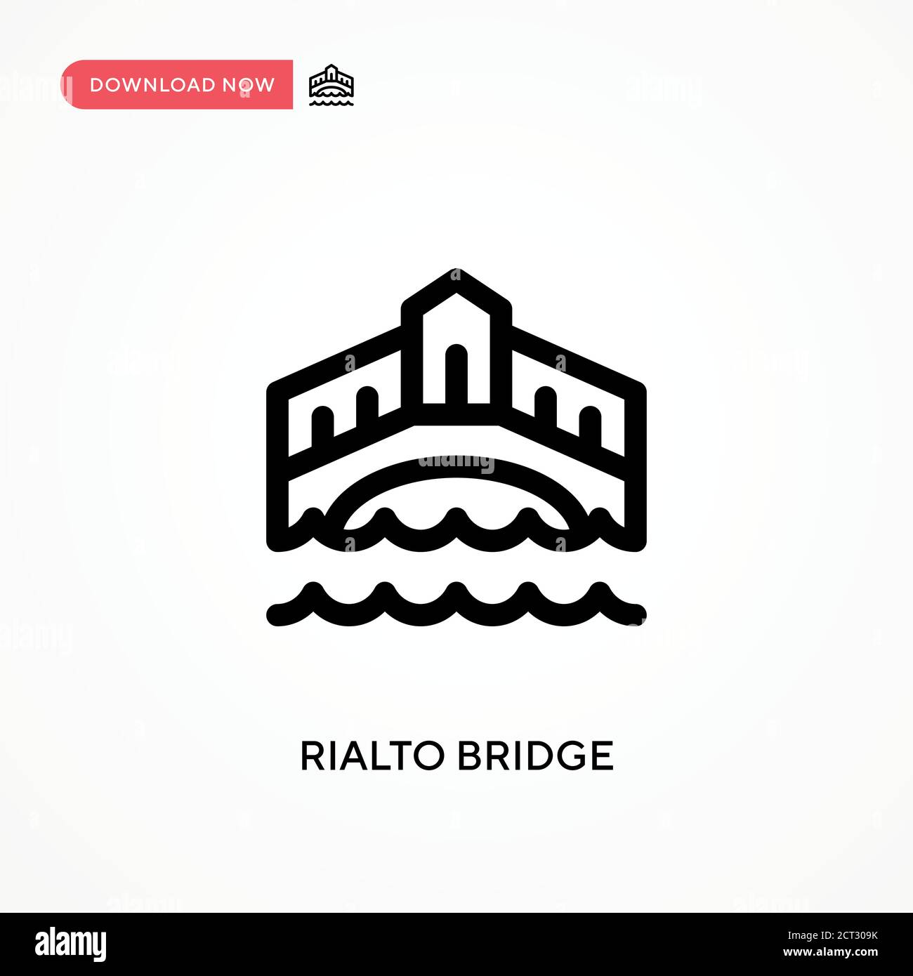 Icona vettore semplice del ponte di Rialto. Illustrazione vettoriale semplice e moderna per siti Web o applicazioni mobili Illustrazione Vettoriale