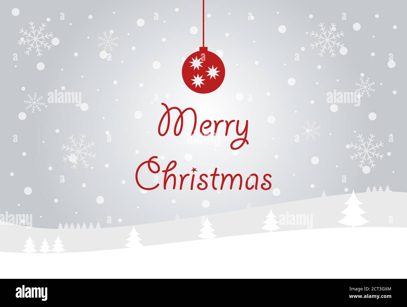Natale e Capodanno tipografico su lucido sfondo natalizio con paesaggio invernale con fiocchi di neve, luce, stelle. Buon Natale card. Vettore Illustrazione Vettoriale