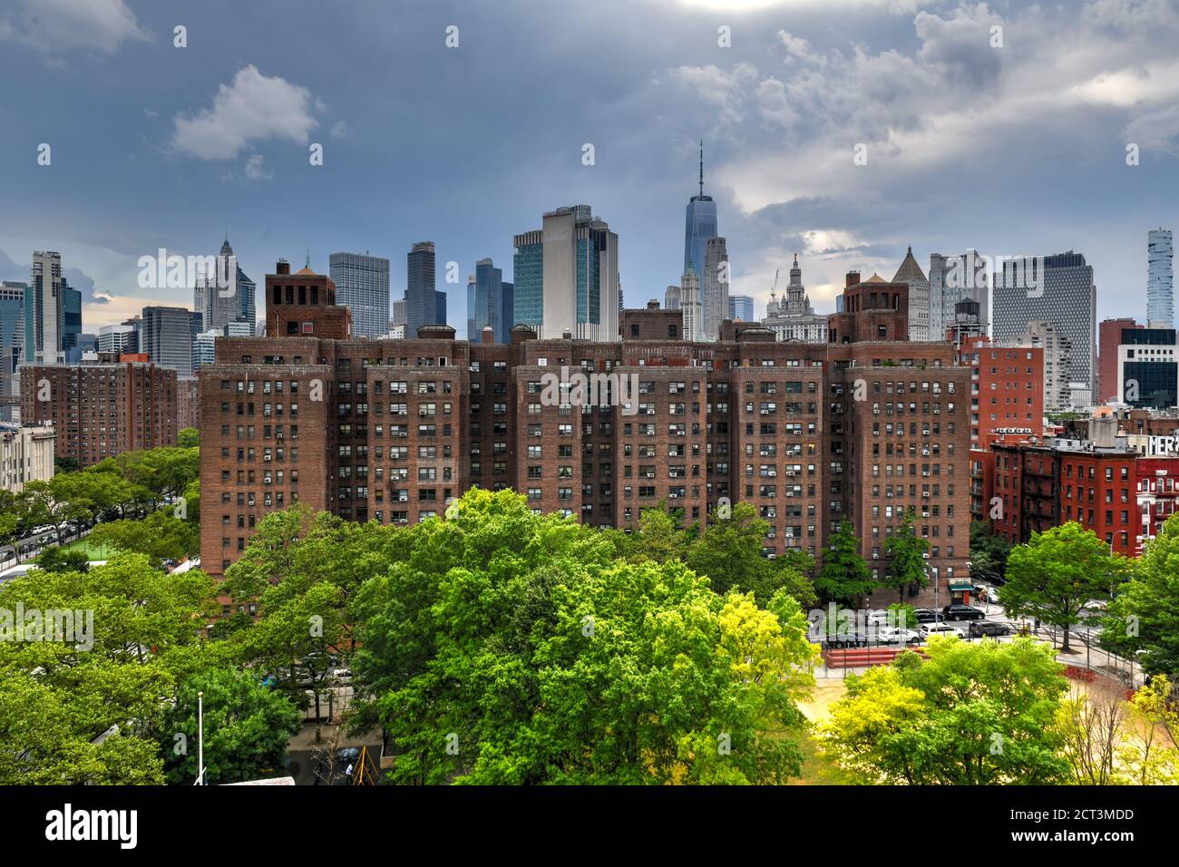 Vista aerea del centro di New York e del quartiere di Chinatown. Foto Stock