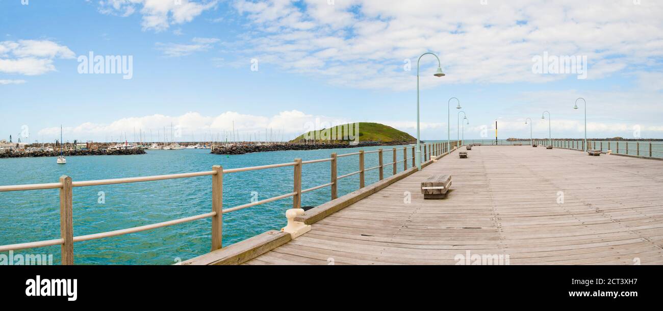 Foto panoramica del Jetty a Coffs Harbour sul Costa Est dell'Australia Foto Stock