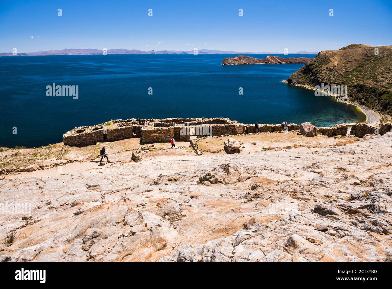 Palacio del Inca alle rovine di Chincana, rovine di Inca su Isla del Sol (Isola del Sole), Lago Titicaca, Bolivia, Sud America Foto Stock