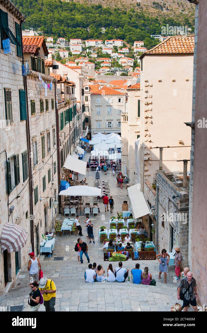 Mercato di Dubrovnik, noto anche come mercato della frutta Gundulic in Piazza Gundulic, Dubrovnik Foto Stock