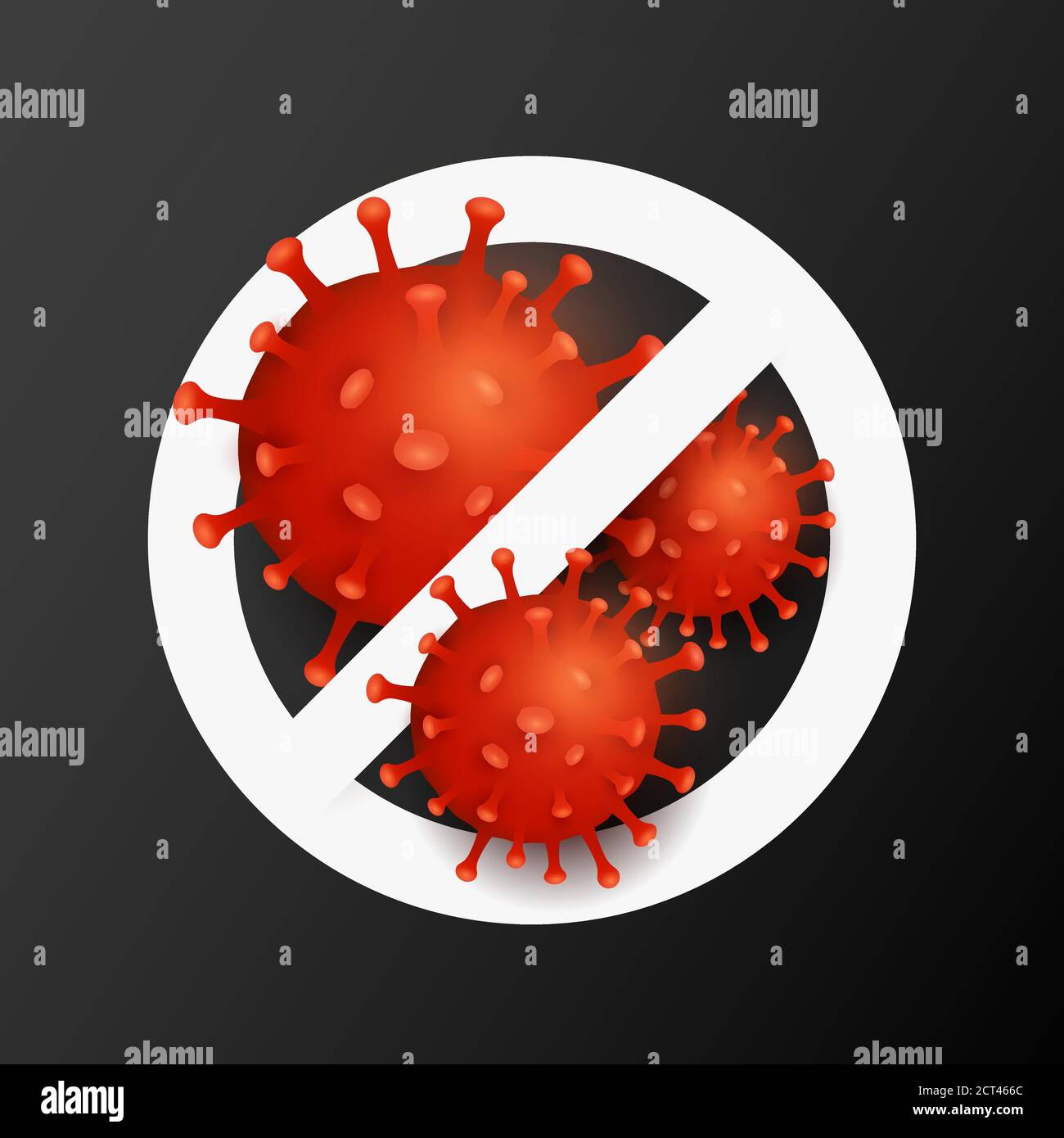Segnale di stop con coronavirus dell'organismo patogeno 3d. Covid-19 malattia infettiva epidemica. Per il vostro disegno medico. Illustrazione vettoriale. EPS 10 Illustrazione Vettoriale