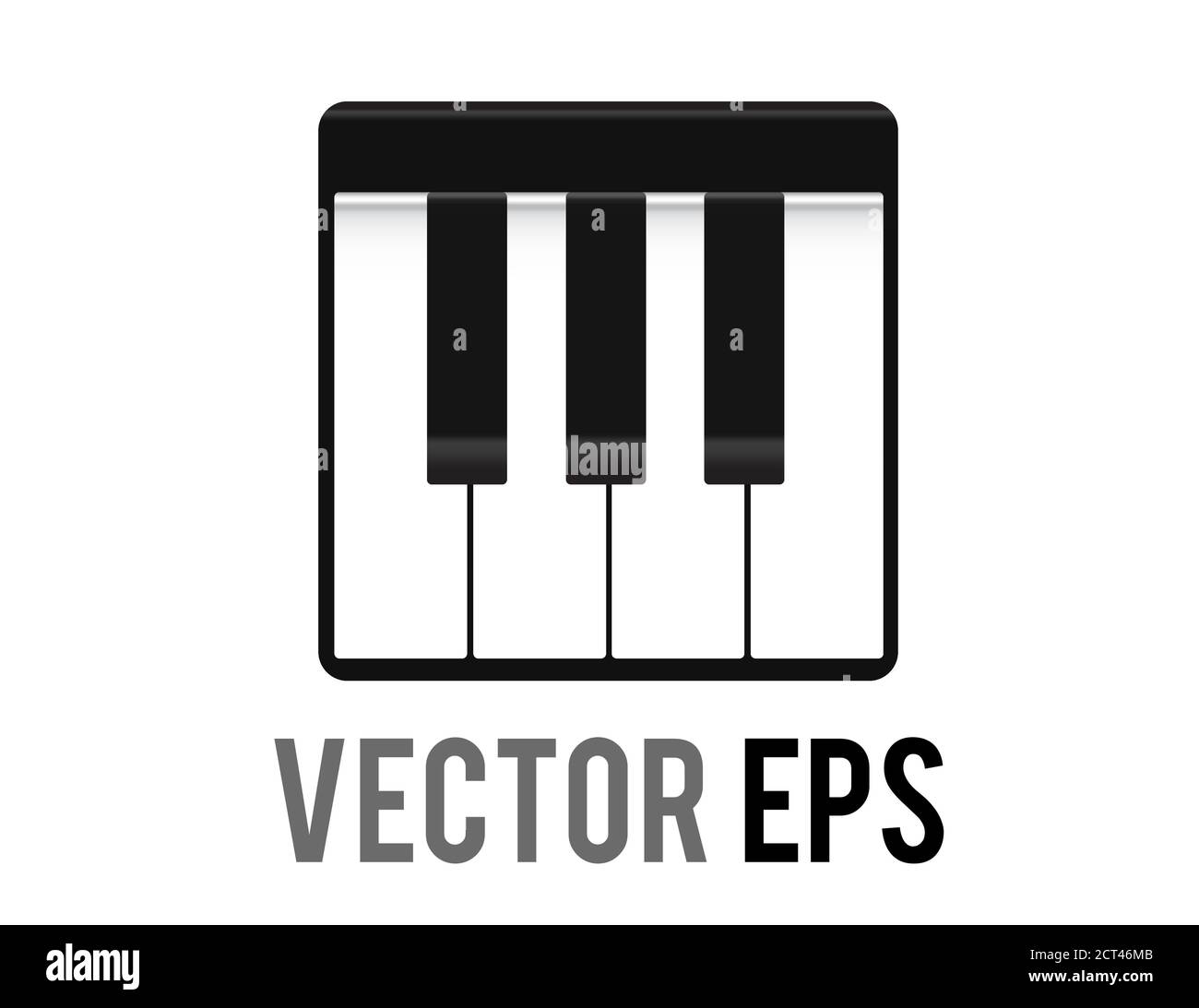 La piccola sezione vettoriale isolata dell'icona classica della tastiera musicale, con tasti bianchi e neri Illustrazione Vettoriale