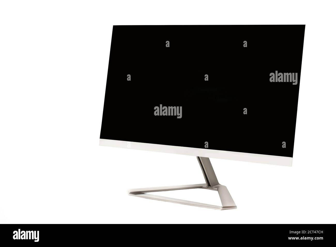 Moderno schermo piatto isolato su sfondo bianco. Vista frontale Foto Stock