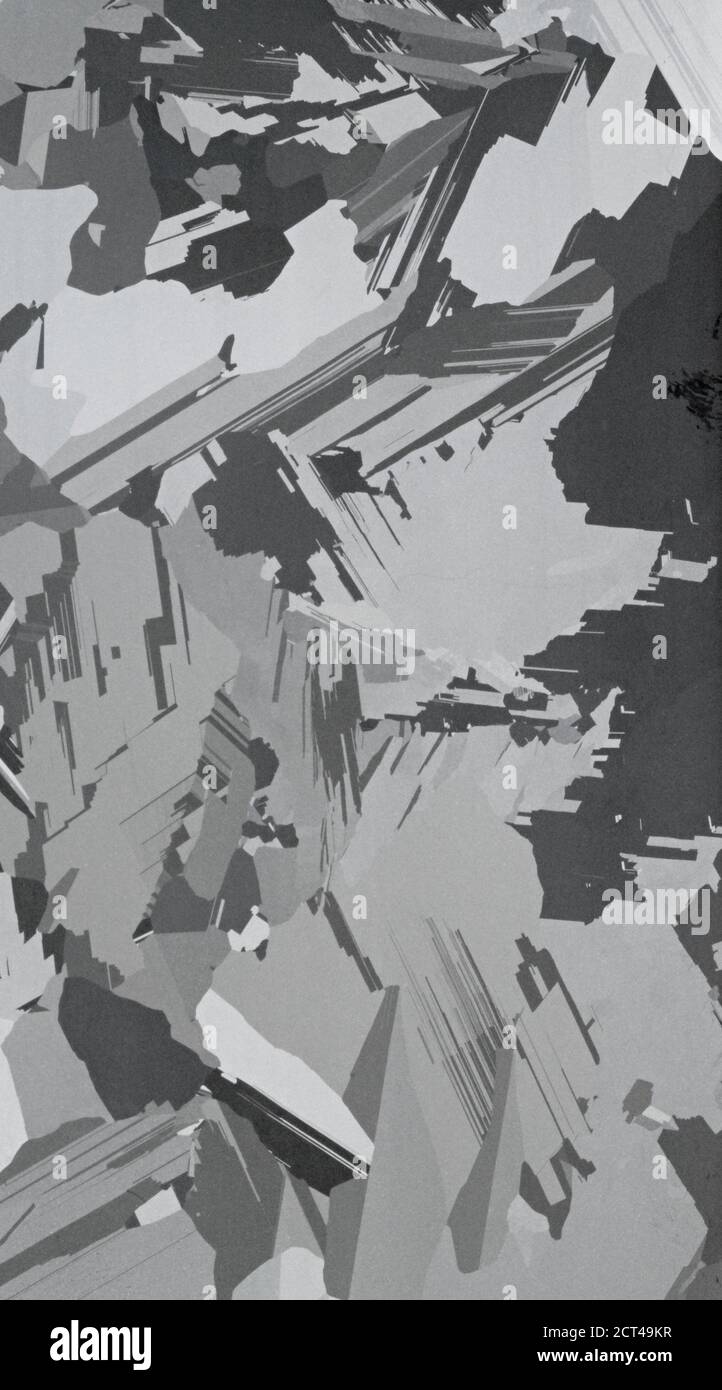 Macro shot di un ondulato, la struttura cristallina di una cella solare in strati angolari grigi. Foto Stock