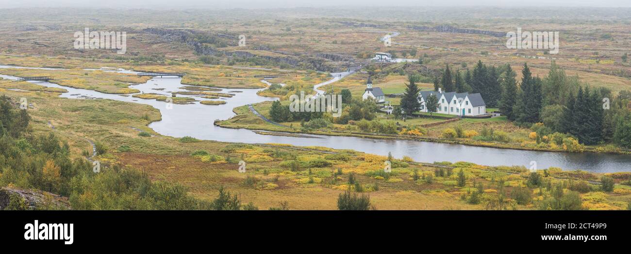 Rift Valley, Parco Nazionale di Thingvellir (Pingvellir), Circolo d'Oro, Islanda, Europa Foto Stock