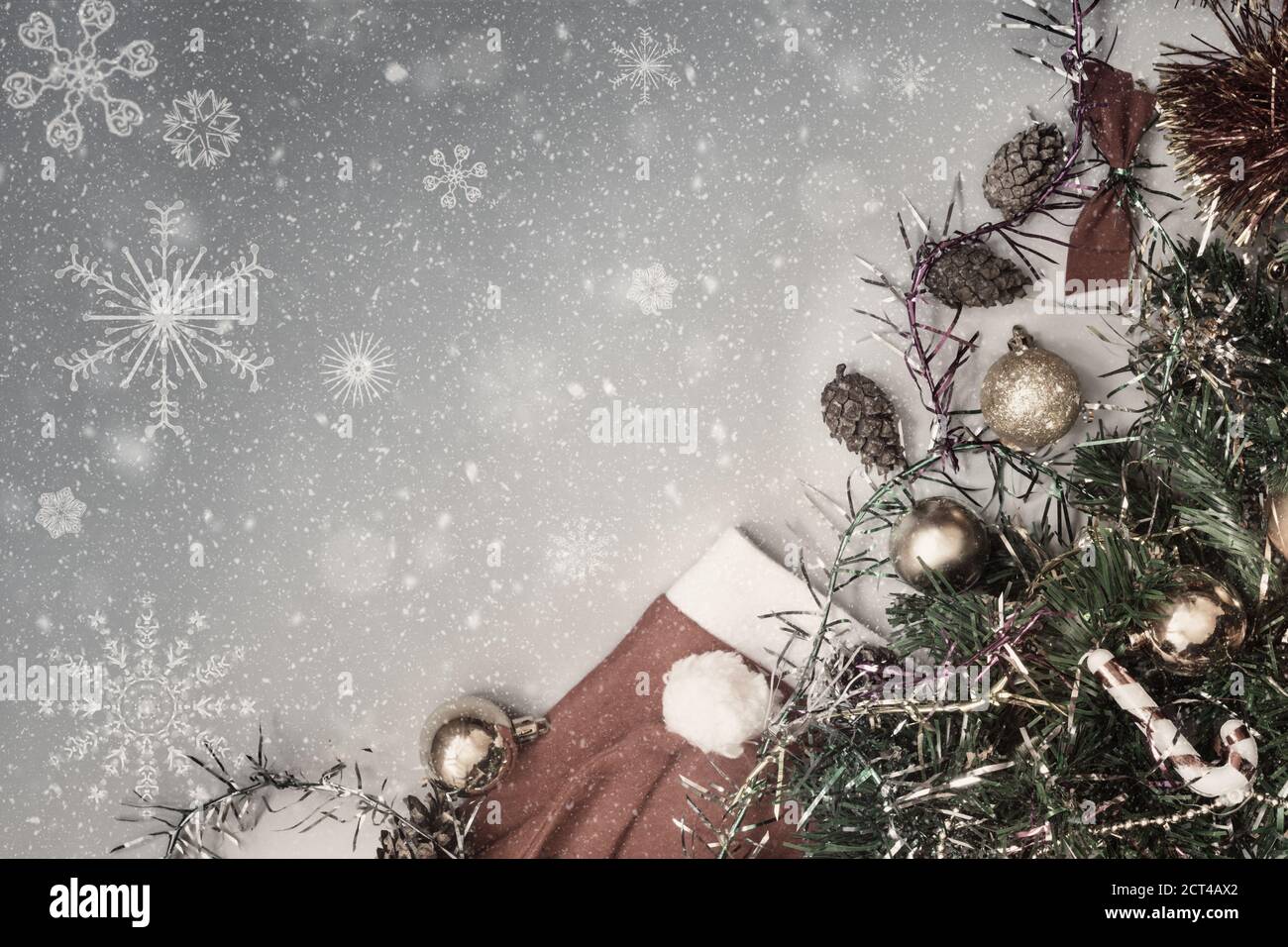 Sfondo per i saluti di Natale con spazio copia sulla le . Foto Stock