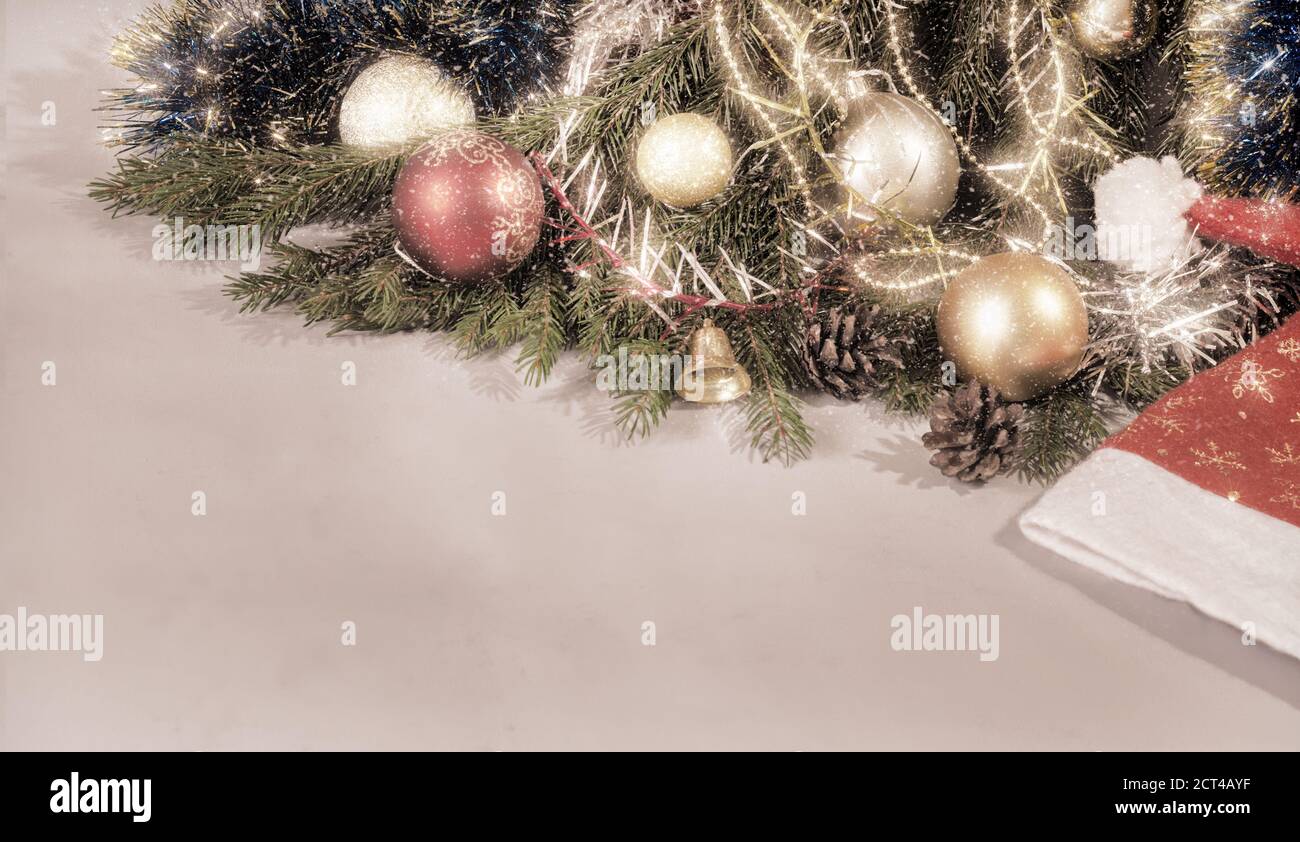 Sfondo per i saluti di Natale con spazio copia sulla le . Foto Stock