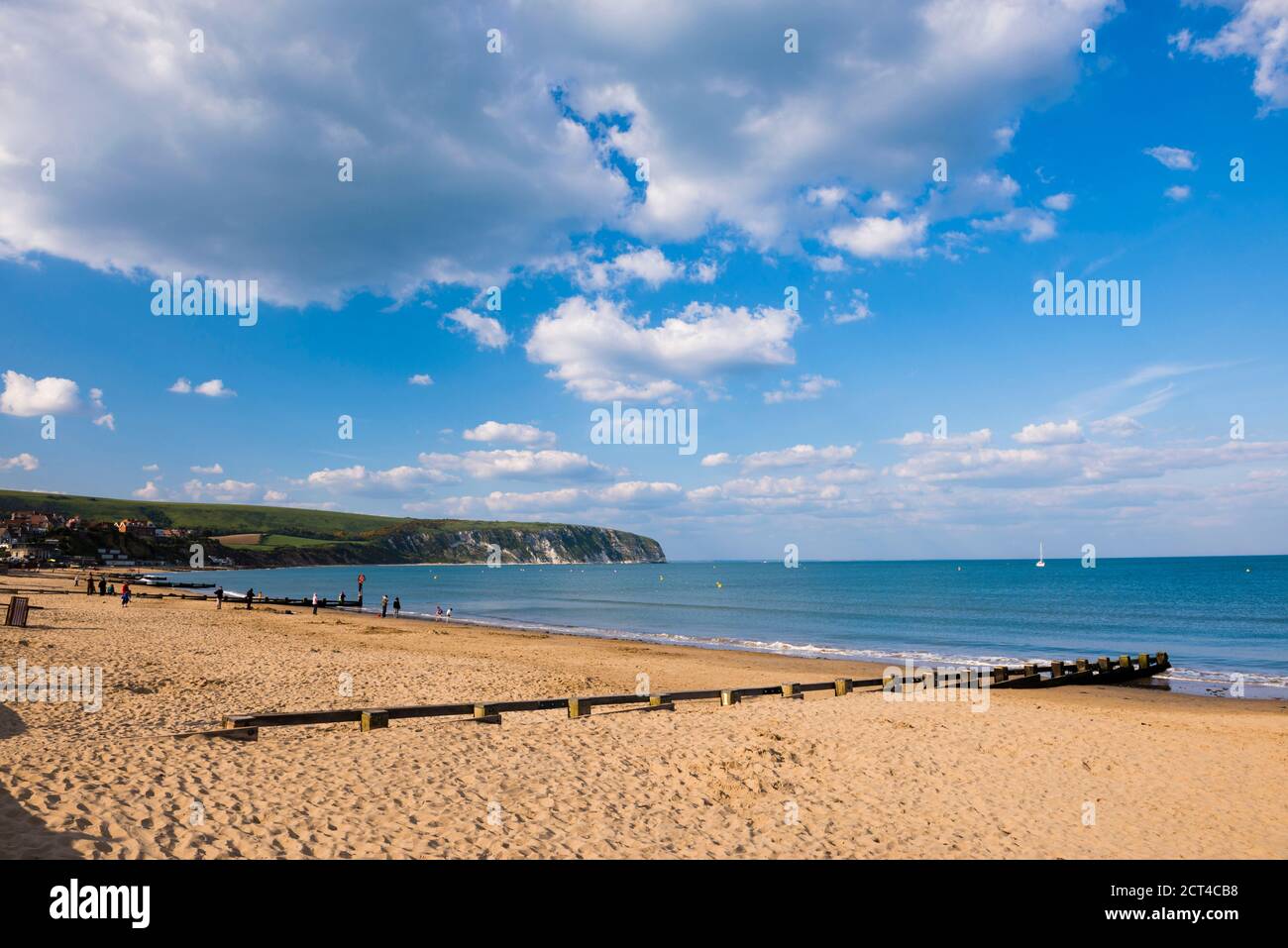 Swanage Beach, Dorset, Inghilterra, Regno Unito, Europa Foto Stock