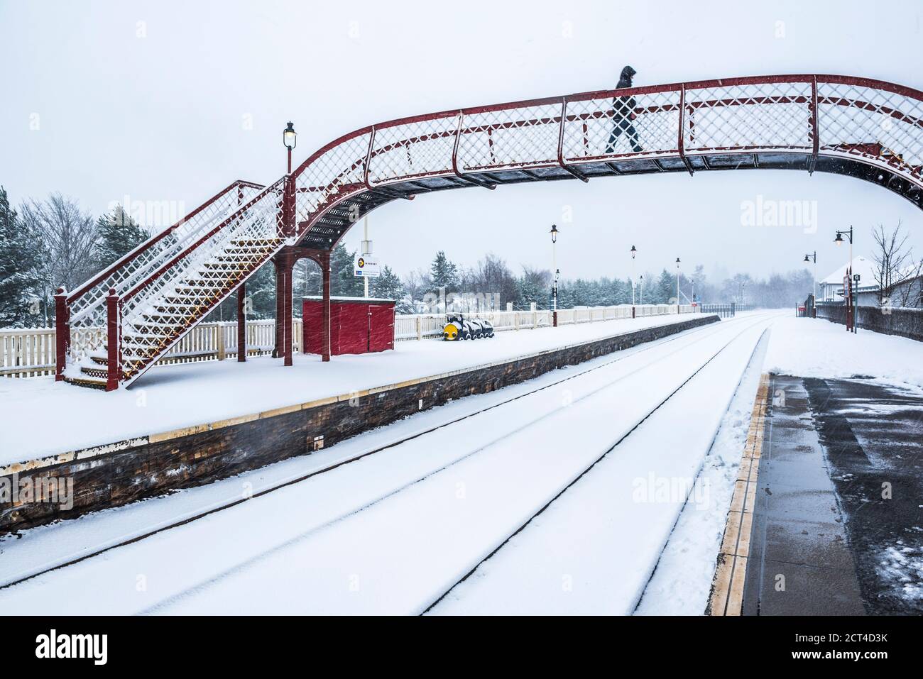 Stazione ferroviaria Aviemore, Cairngorms National Park, Scozia, Regno Unito, Europa Foto Stock