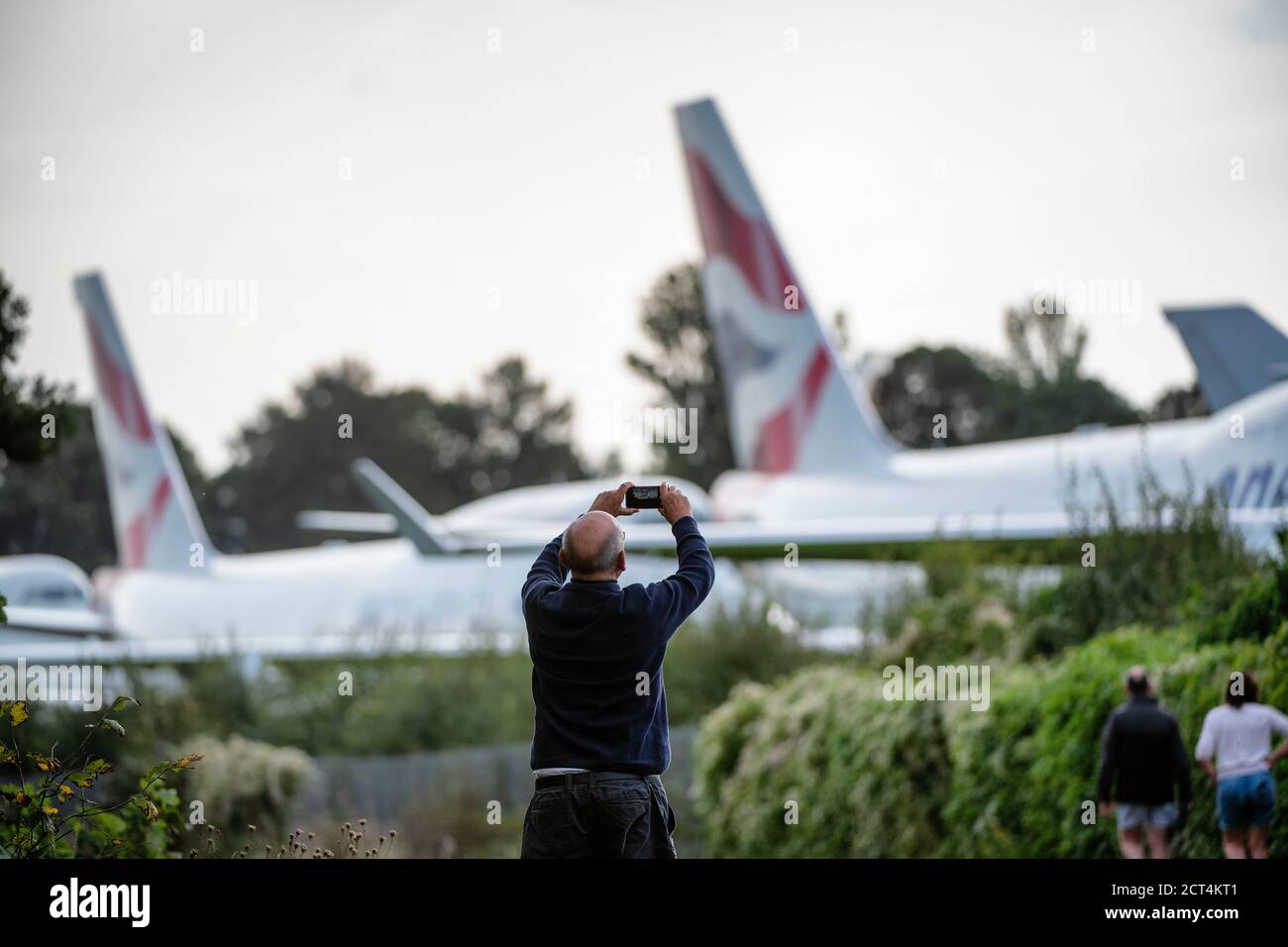 La pandemia del coronavirus costringe la flotta British Airways Boeing 747 a un pensionamento anticipato. Nella foto è stato smantellato l'aeroporto di Cotswold a Glouc Foto Stock