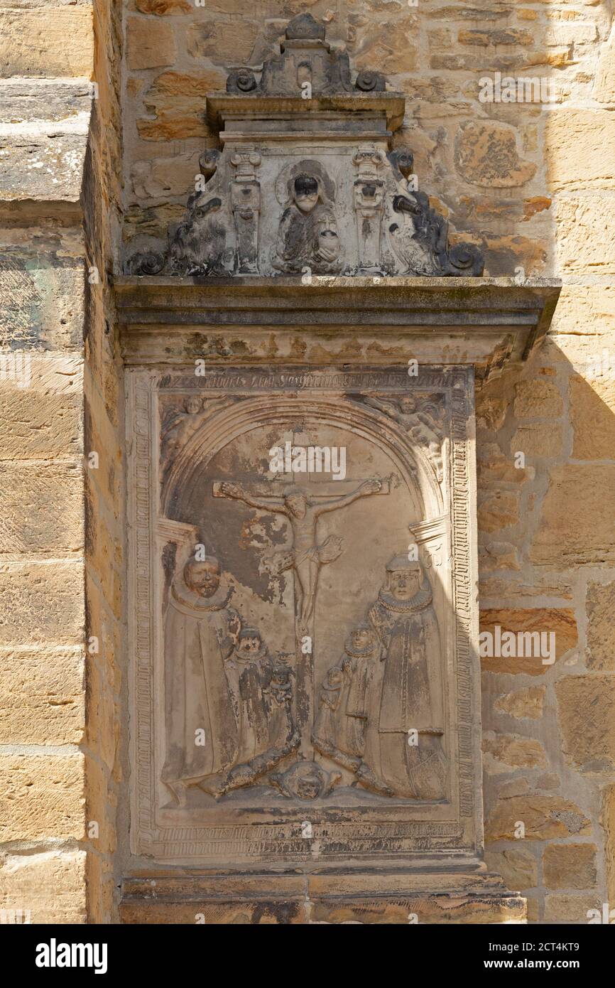 Dettaglio al muro esterno, cattedrale, Hildesheim, bassa Sassonia, Germania Foto Stock