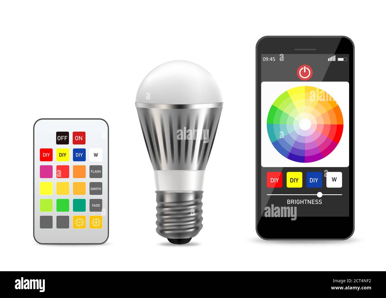 Lampadina intelligente, immagine vettoriale isolata realistica Illustrazione Vettoriale