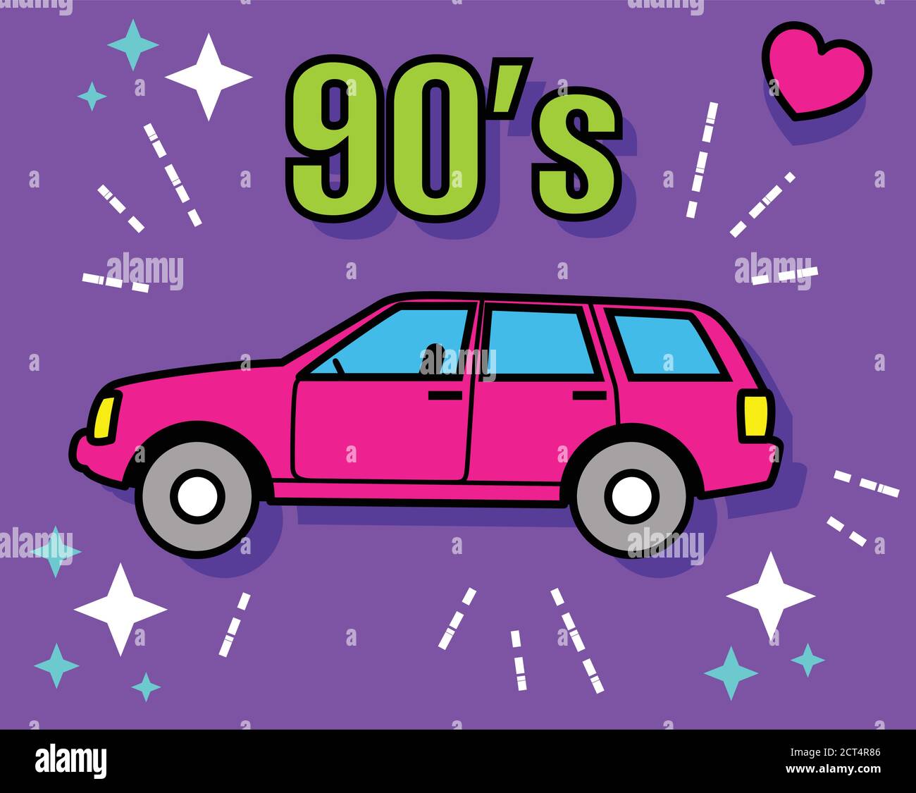 Articolo di cultura pop neon retro degli anni '90. Raccolte di elementi retrospettiva. URSS. Illustrazione vettoriale. Illustrazione Vettoriale